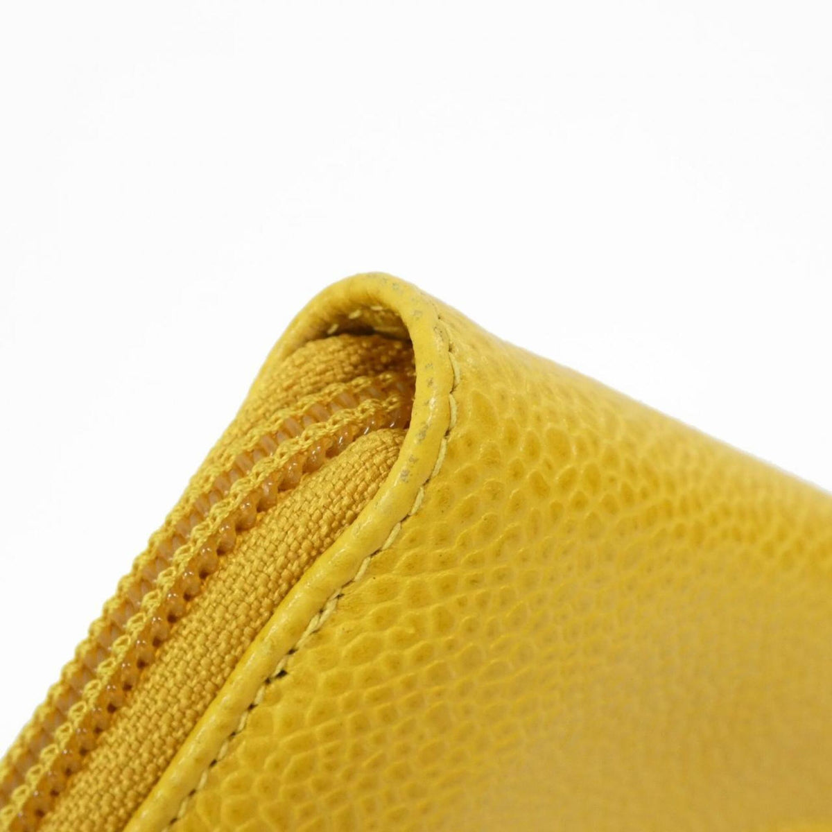 Chanel Yellow Grained Calfskin Long Wallet (Bi-Fold) (Pre-Owned)