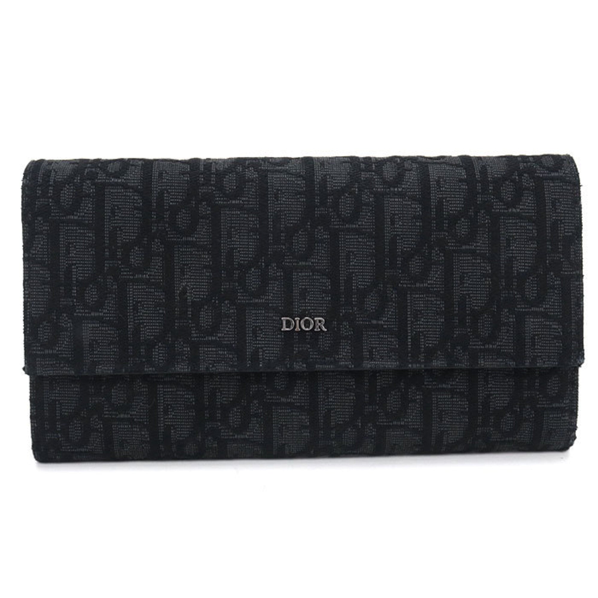 Christian Dior Black Jacquard Long Wallet (Bi-Fold) (Pre-Owned)