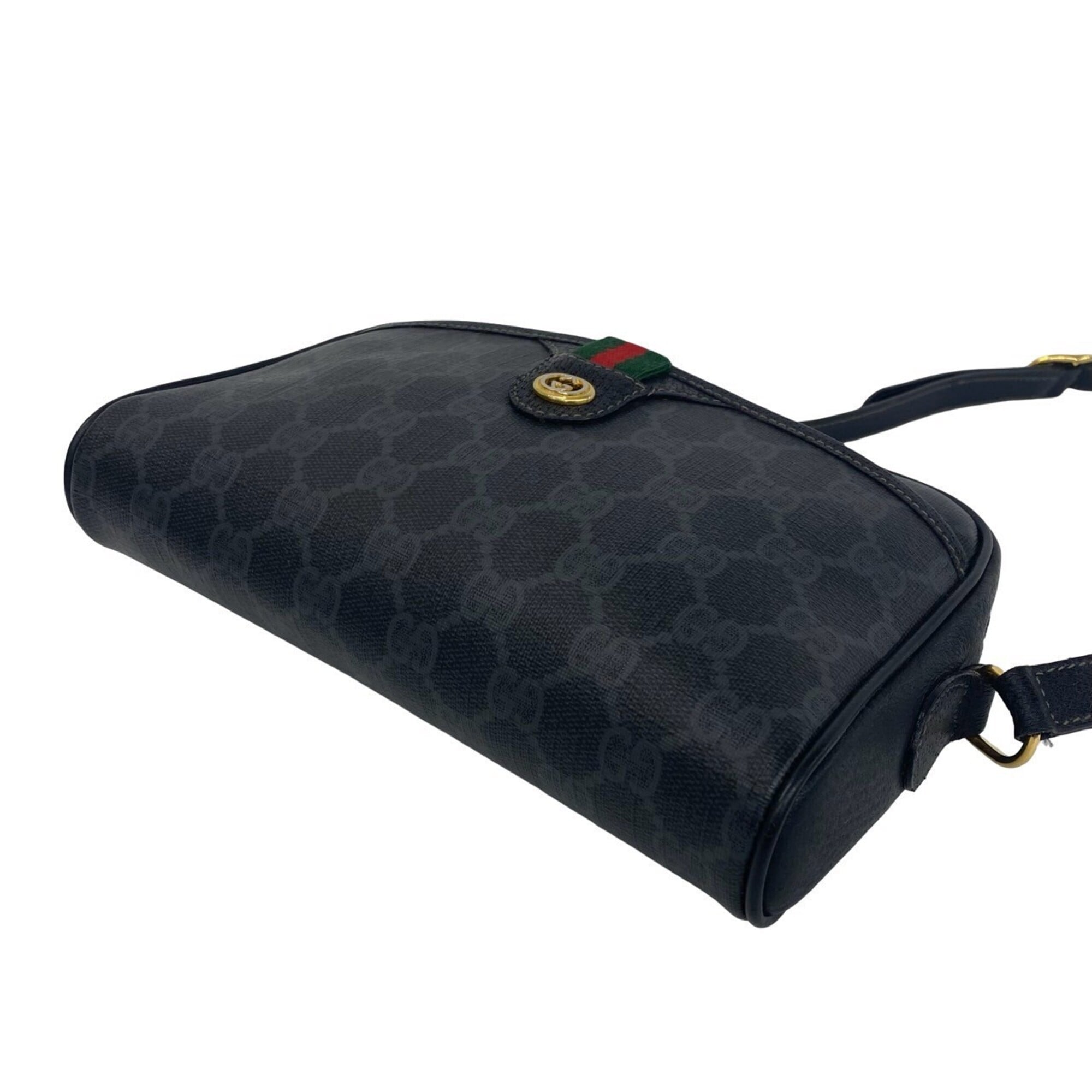 Gucci Black Green Red Color Leather Pvc Pochette Shoulder Bag (Pre-Owned)