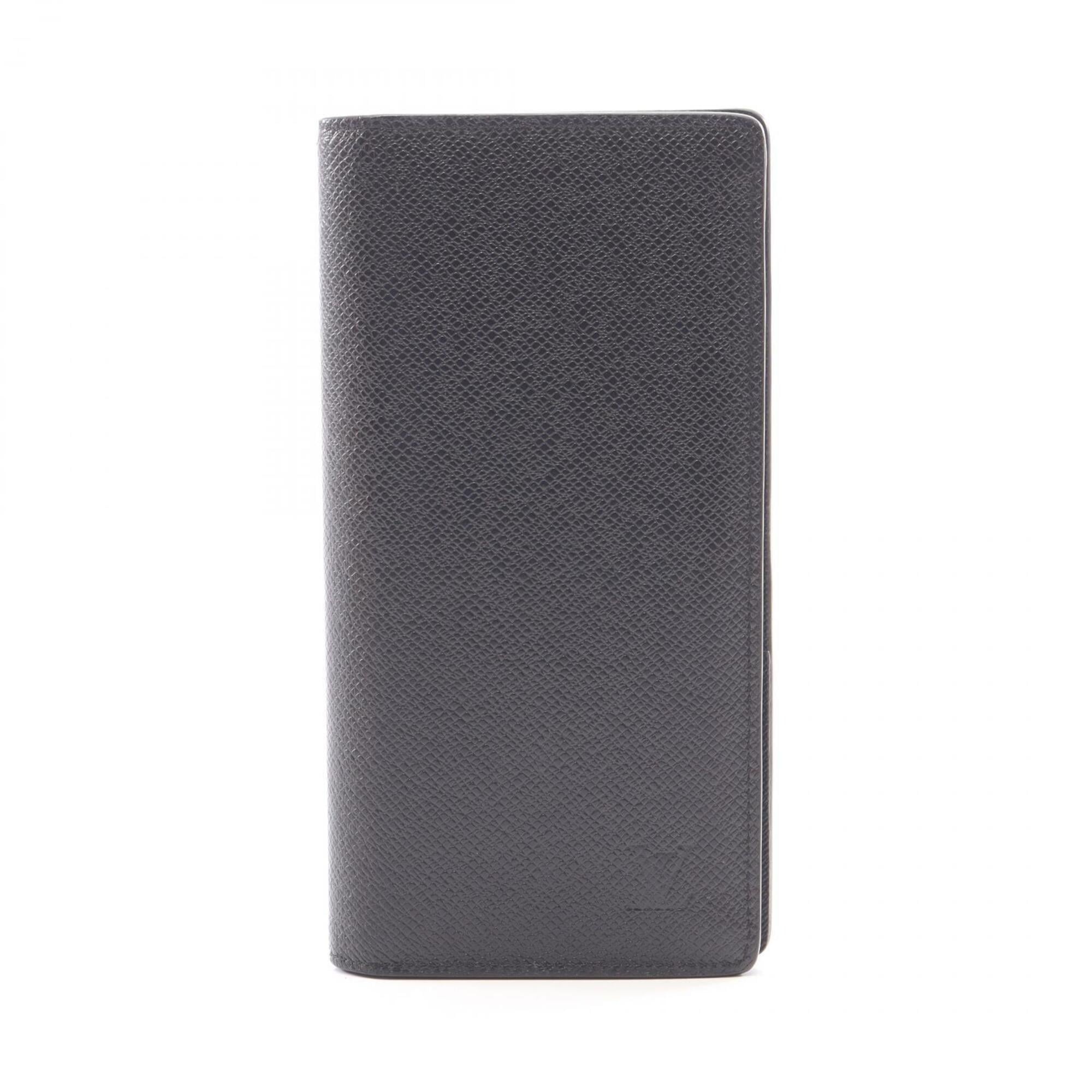 Louis Vuitton Black Leather Long Wallet (Bi-Fold) (Pre-Owned)