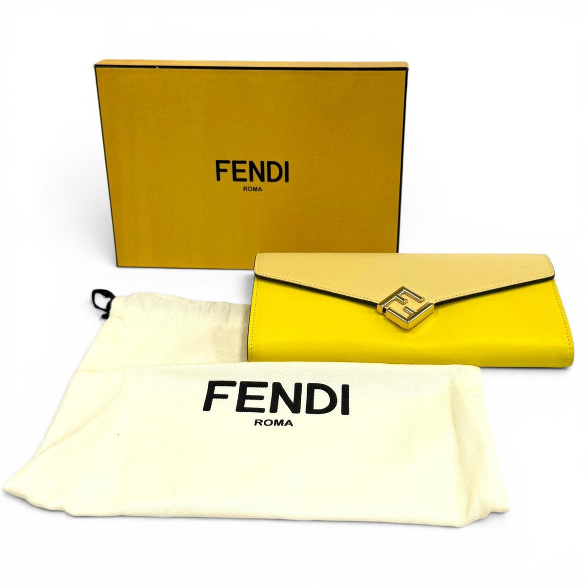 Fendi Yellow Leather Long Wallet (Bi-Fold) (Pre-Owned)