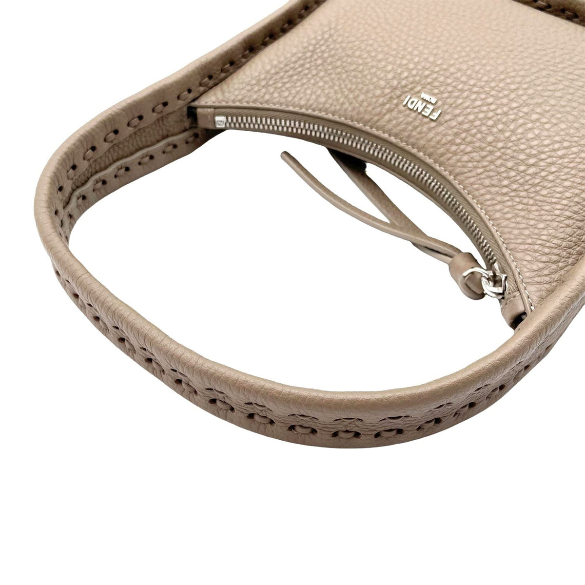 Fendi Beige Gray Leather Handbag (Pre-Owned)