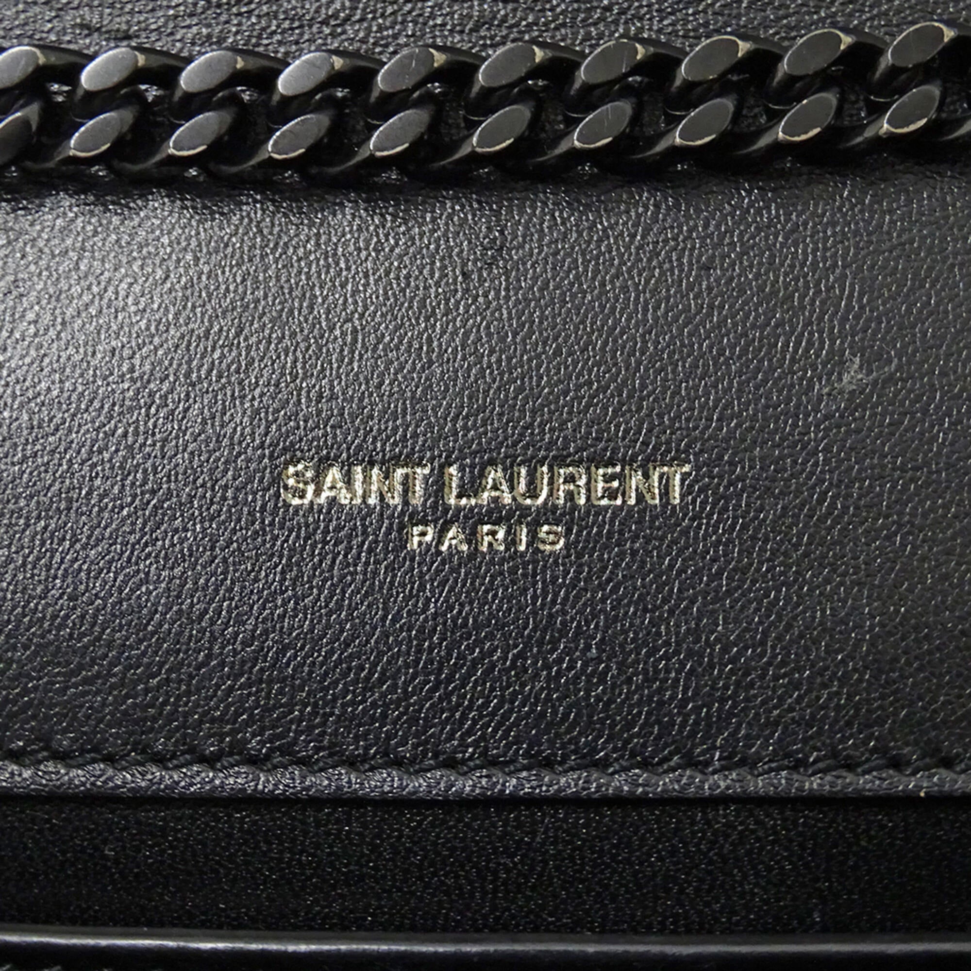 Saint Laurent Black Suede Rhinestone Handbag Shoulder Bag (Pre-Owned)