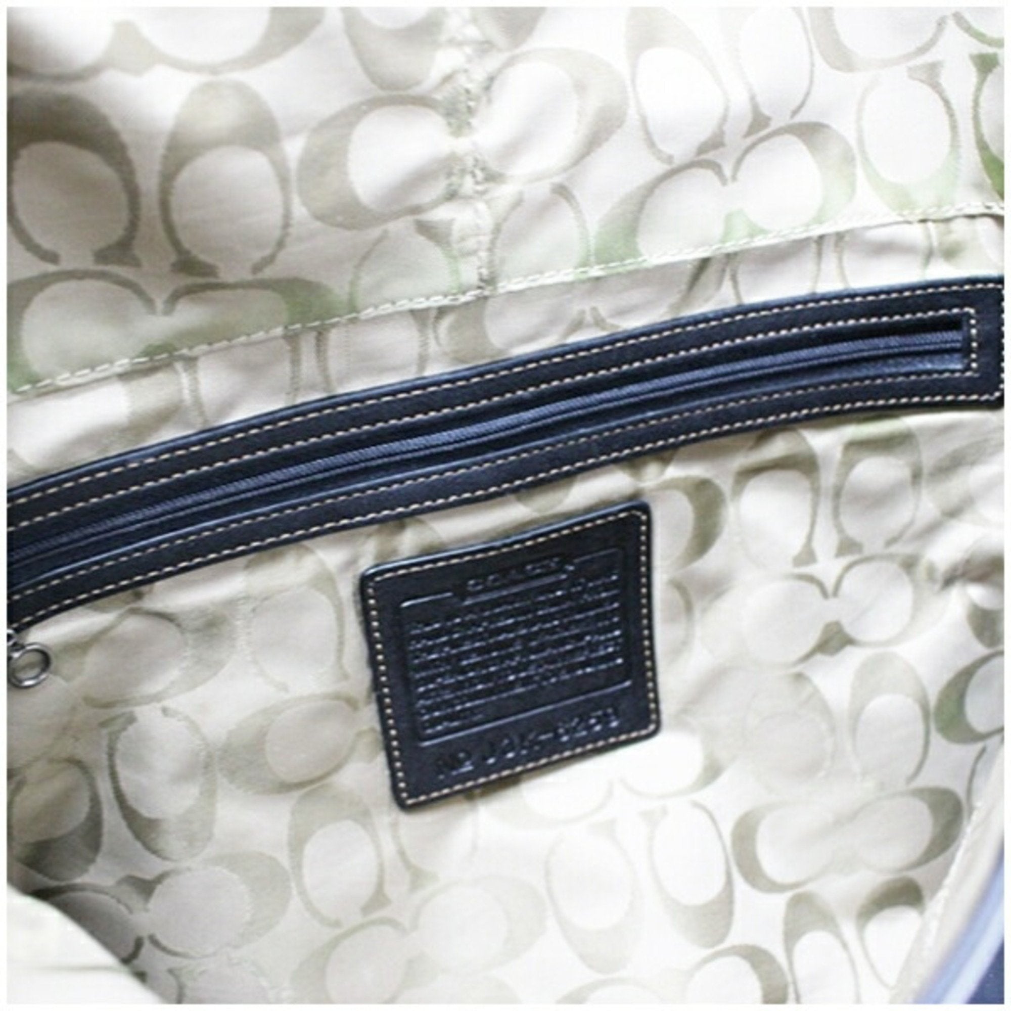 Coach Signature Black Light Brown Nylon Leather Messenger Bag Shoulder Bag (Pre-Owned)