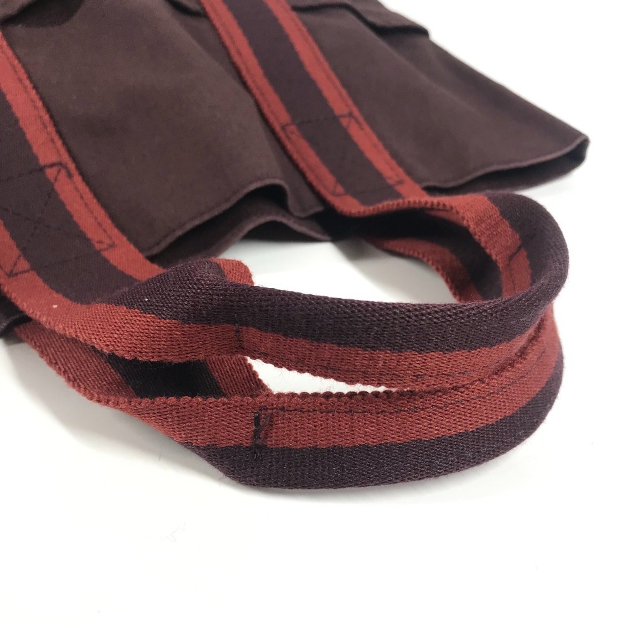 Hermes Bordeaux Brown Cotton Handbag Tote Bag (Pre-Owned)