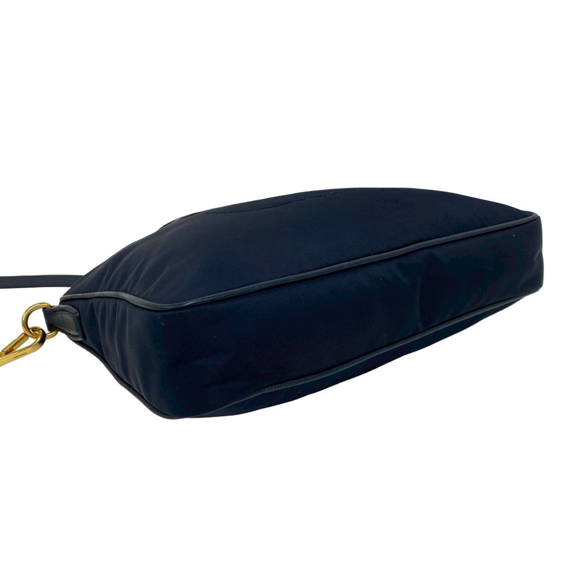 Prada Navy Nylon Leather Pochette Shoulder Bag (Pre-Owned)