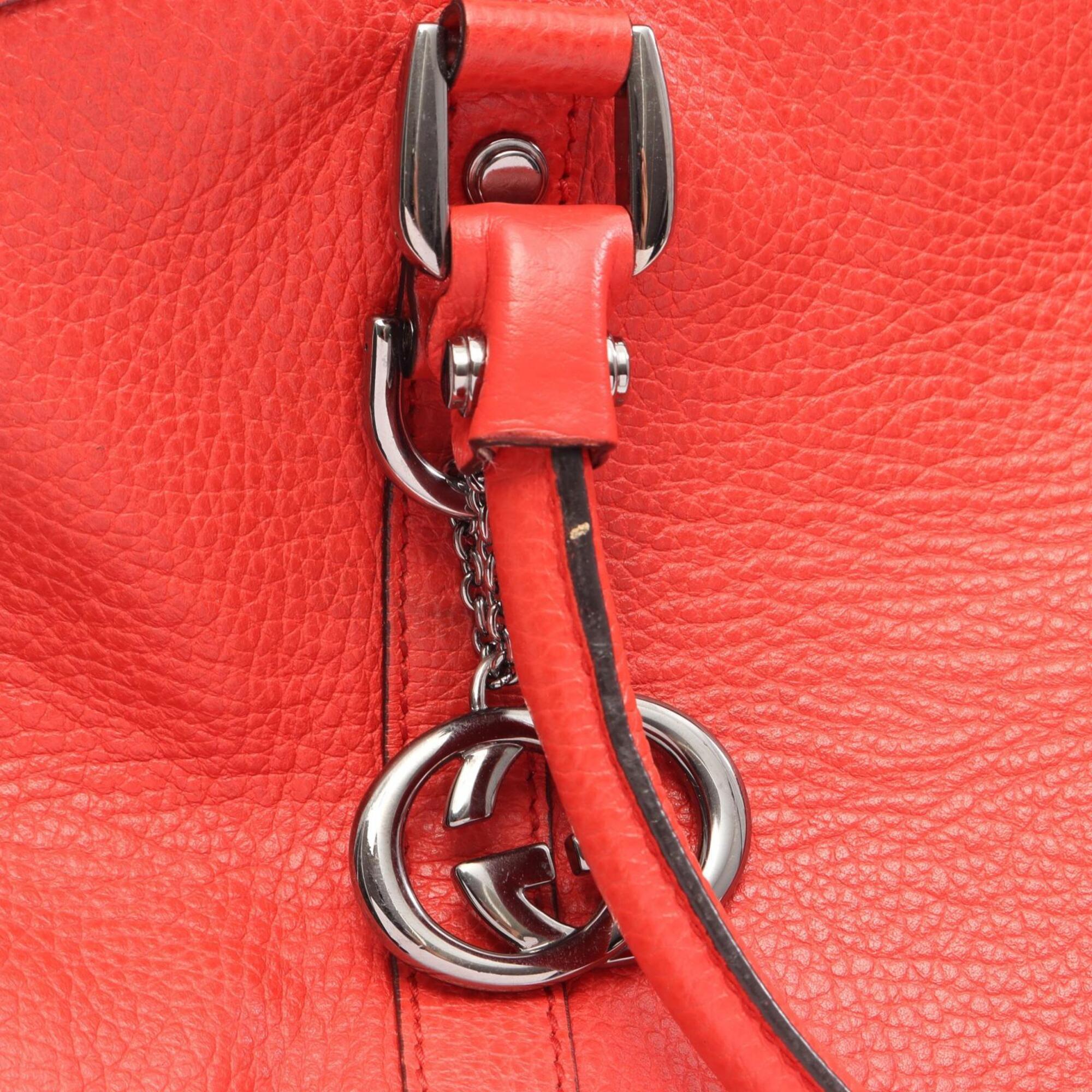 Gucci Red Color Leather Handbag Tote Bag (Pre-Owned)