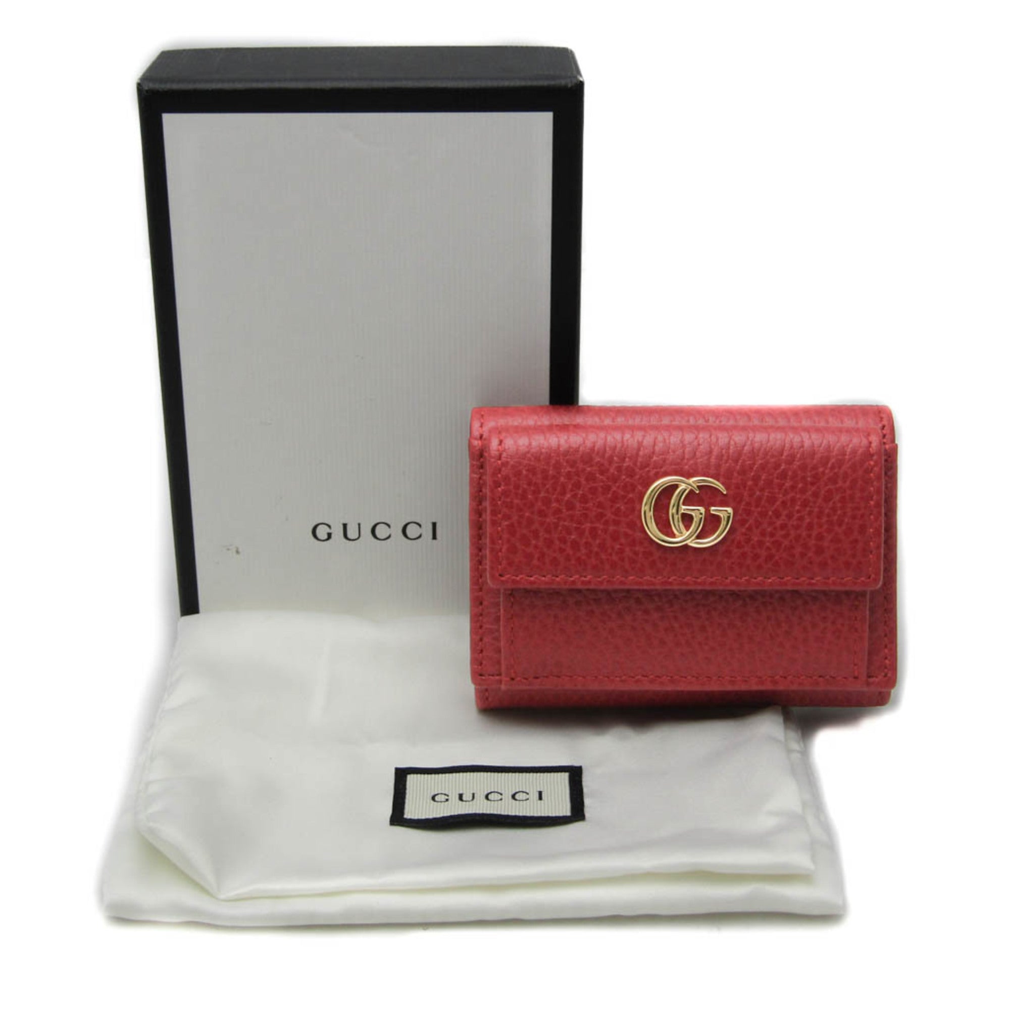Gucci Red Color Leather Wallet (Tri-Fold) (Pre-Owned)