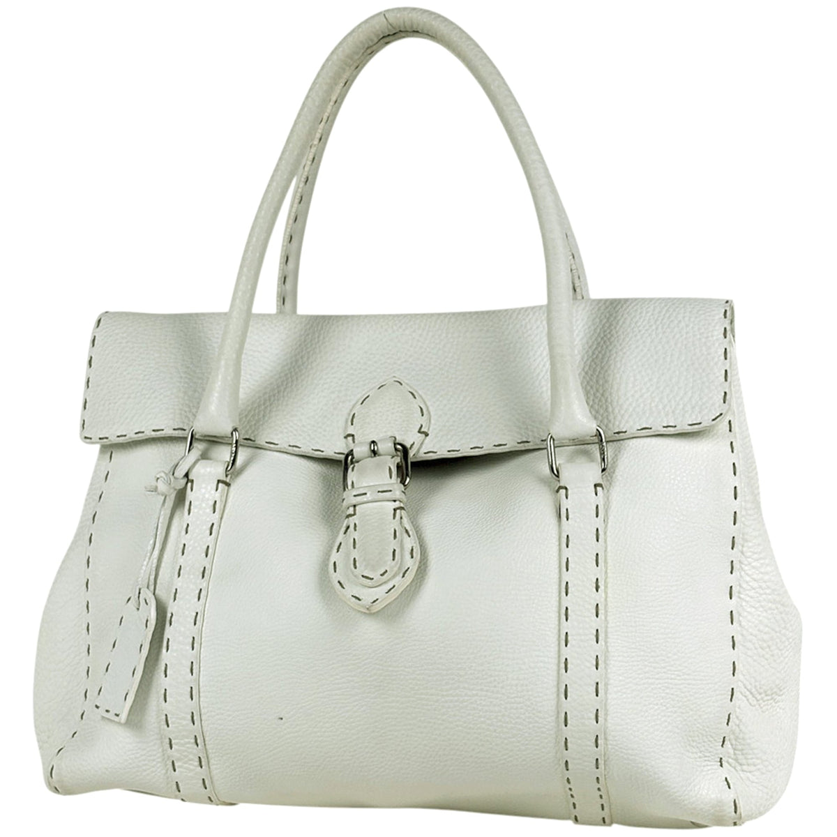 Fendi White Leather Tote Bag (Pre-Owned)
