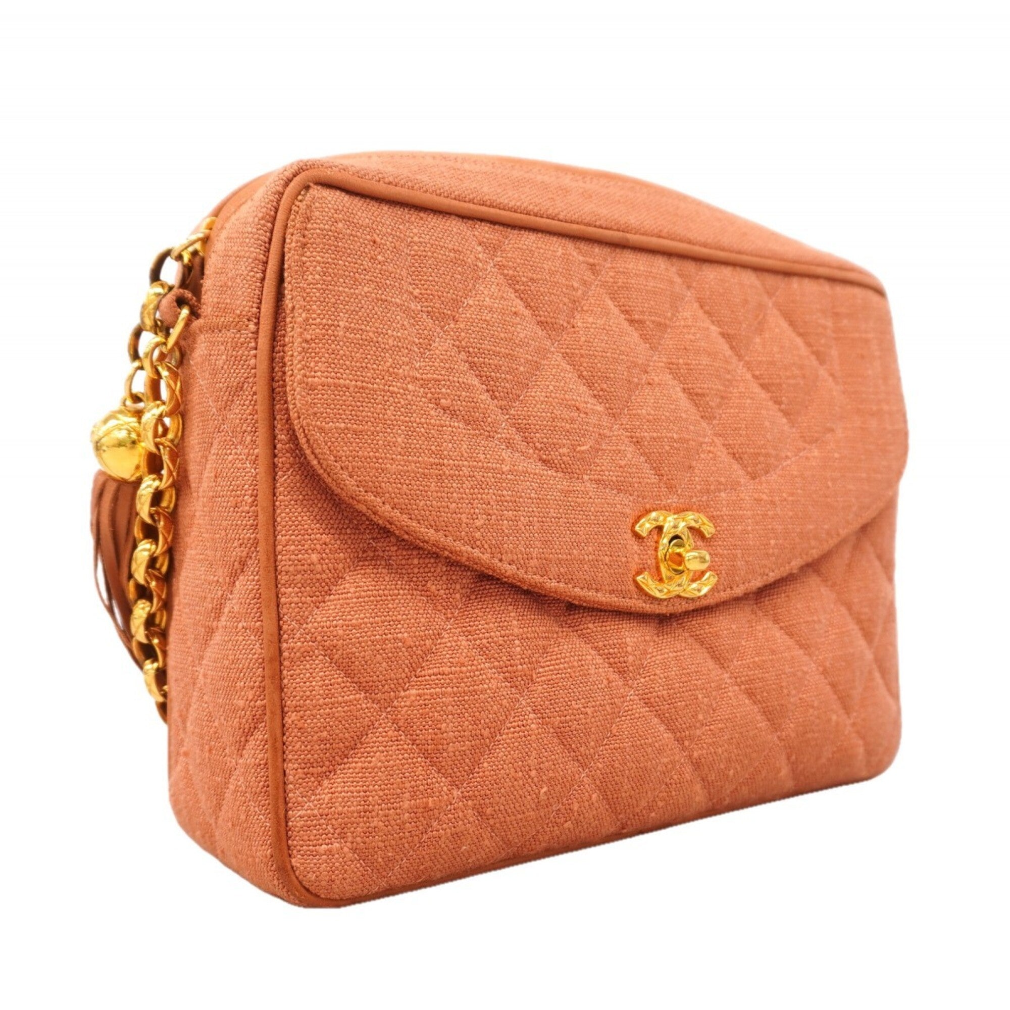Chanel Salmon Pink Canvas Shoulder Bag (Pre-Owned)