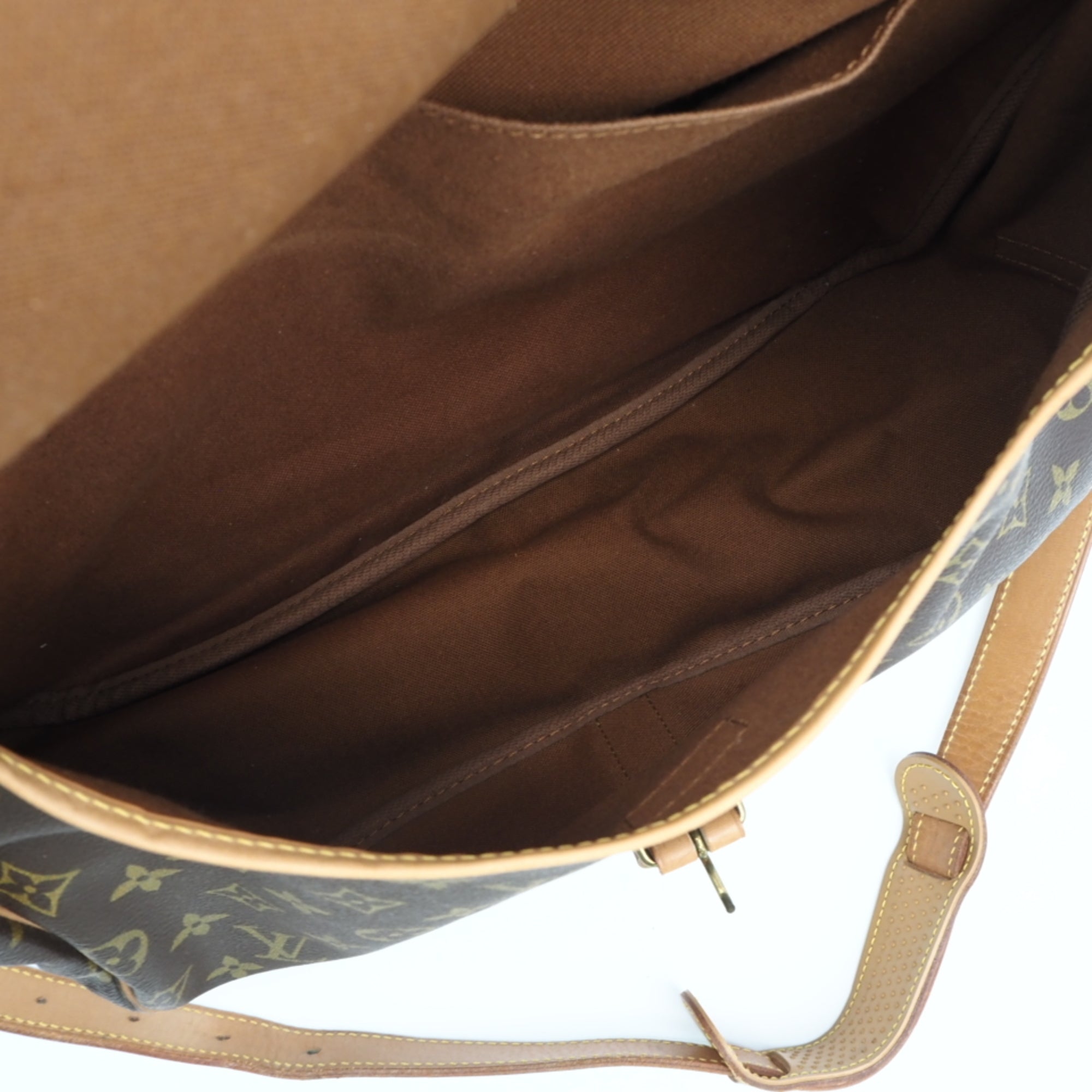 Louis Vuitton Monogram Beige Brown Coated Canvas Leather Shoulder Bag (Pre-Owned)
