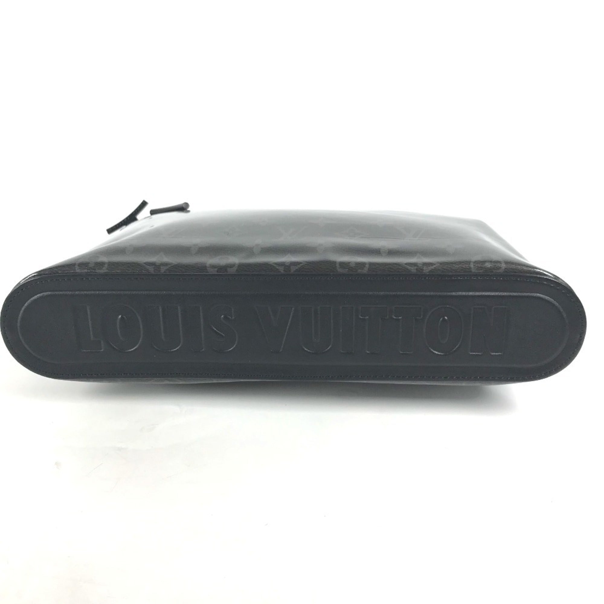 Louis Vuitton Black Vinyl Leather Clutch Bag Pochette Pouch (Pre-Owned)