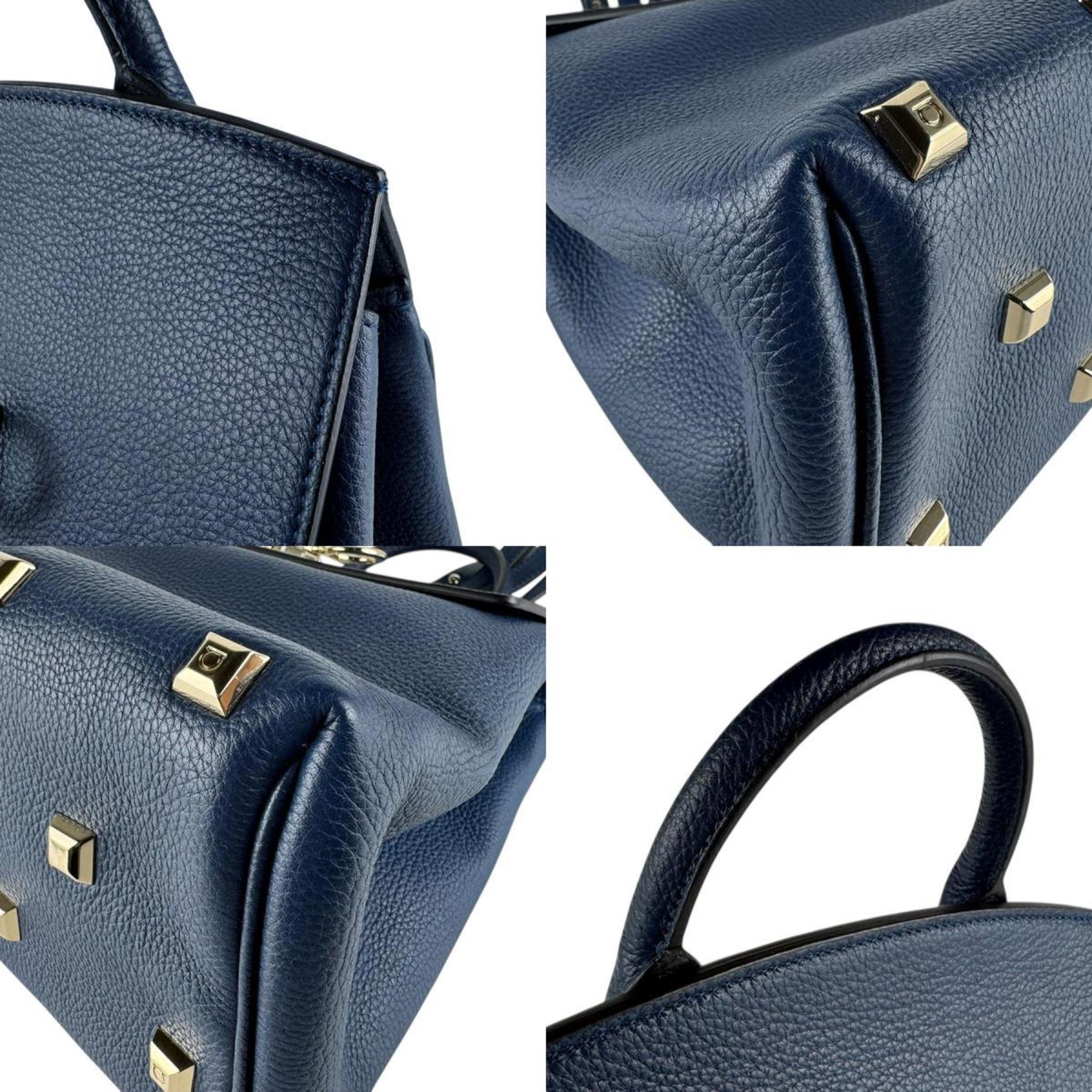 Salvatore Ferragamo Navy Leather Backpack (Pre-Owned)