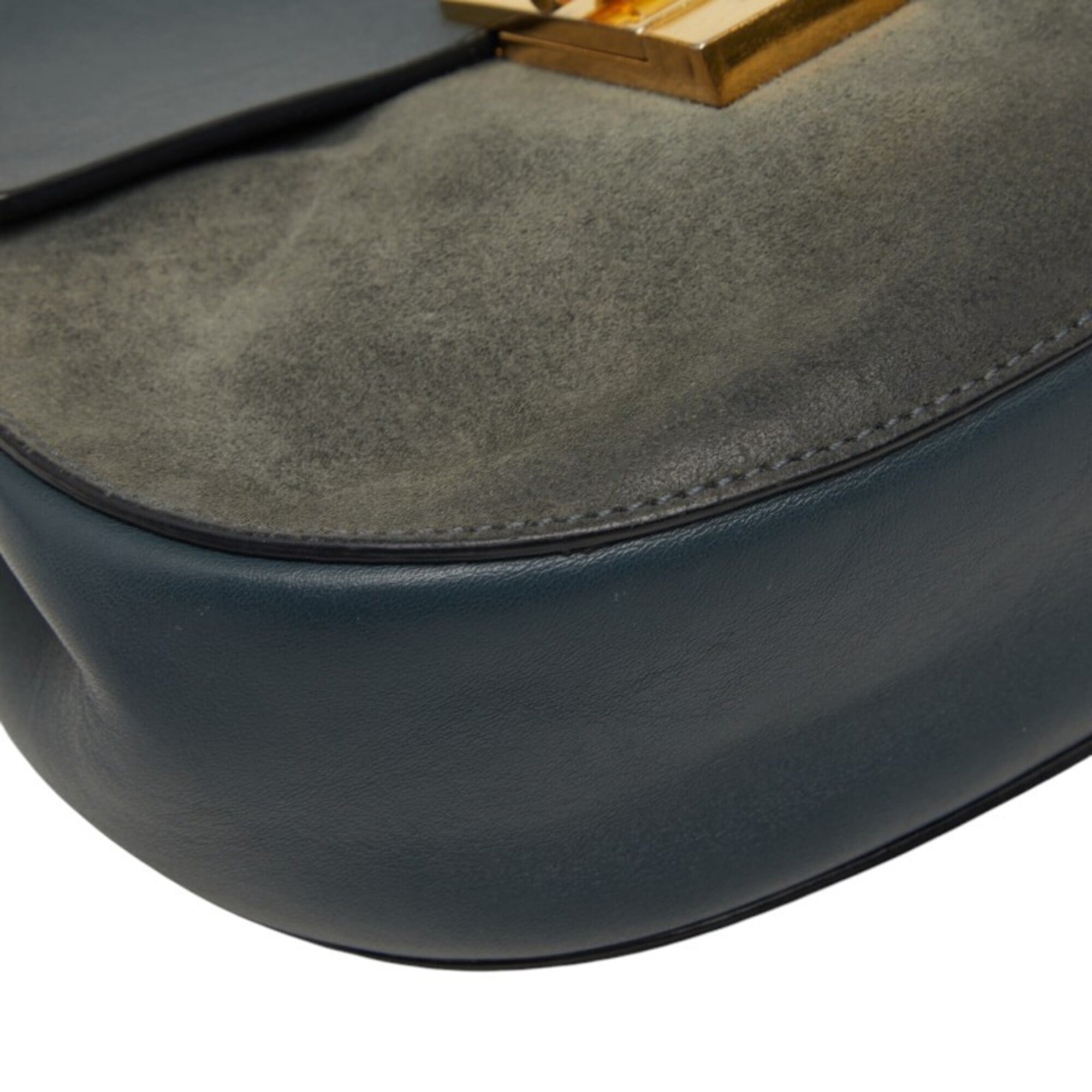 Chloé Drew Gray Suede Leather Shoulder Bag (Pre-Owned)