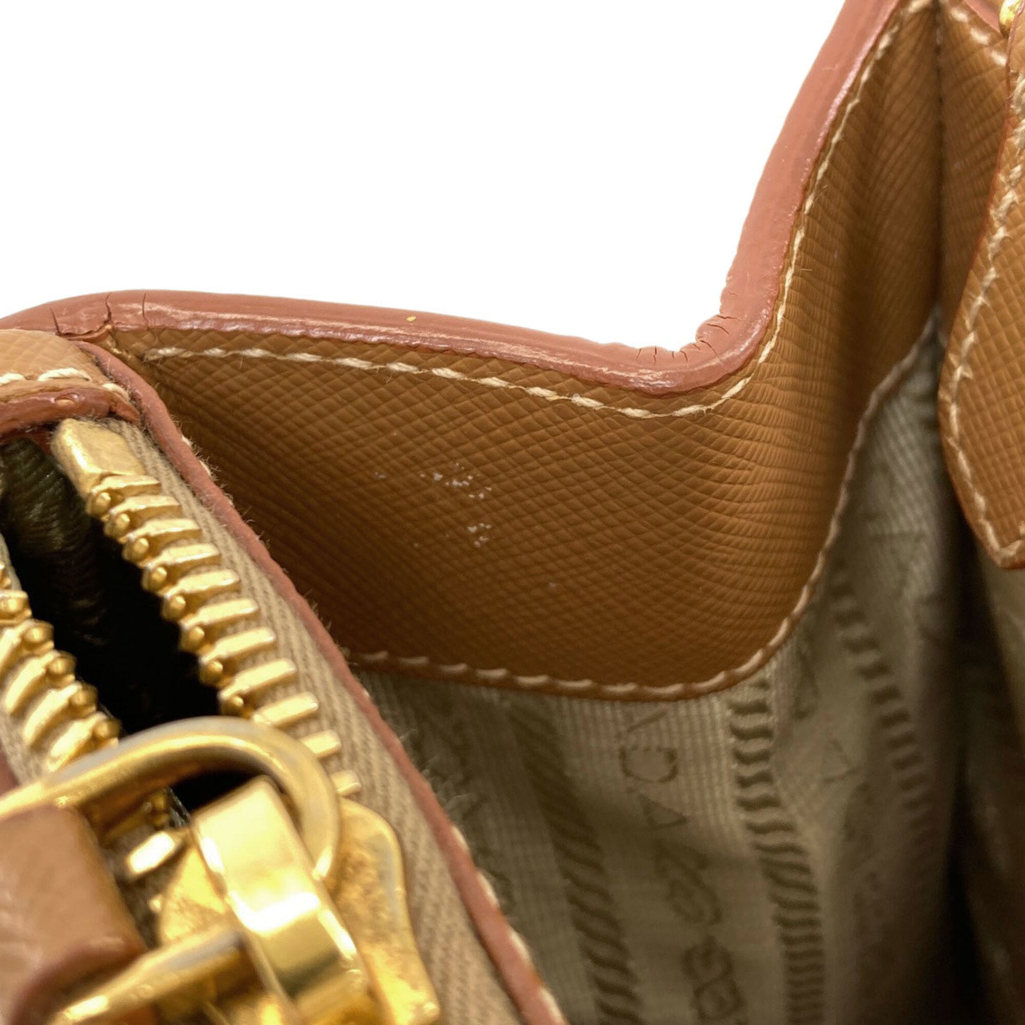 Prada Brown Saffiano Triangle Handbag (Pre-Owned)