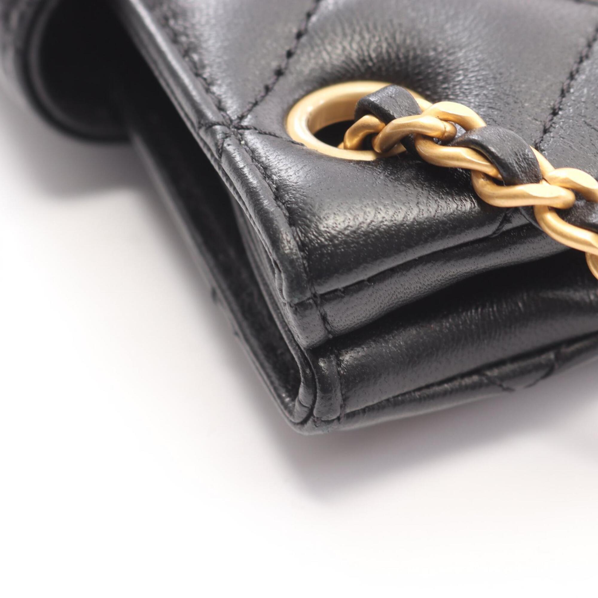 Chanel Black Leather Handbag Shoulder Bag (Pre-Owned)