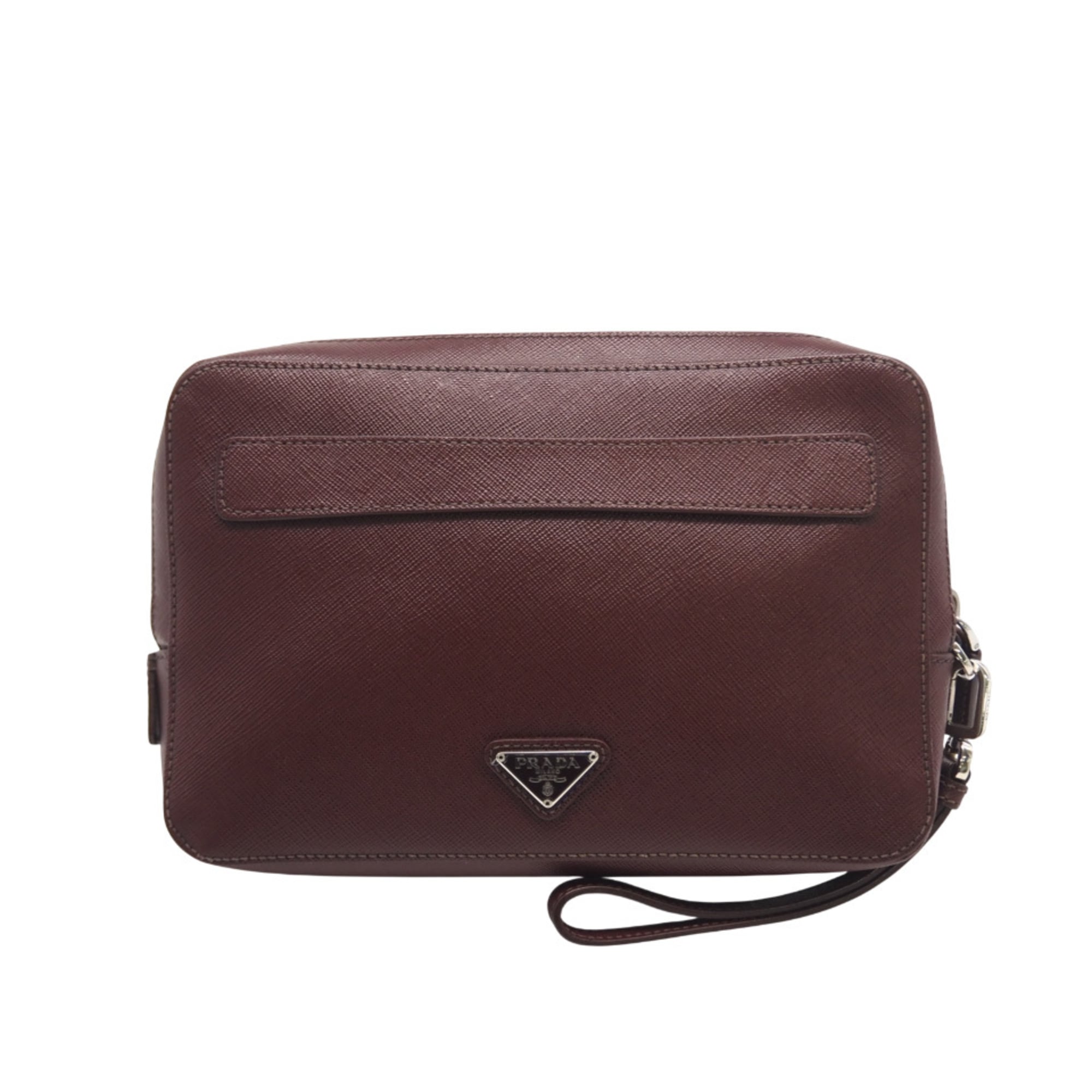 Prada Brown Leather Clutch Bag (Pre-Owned)