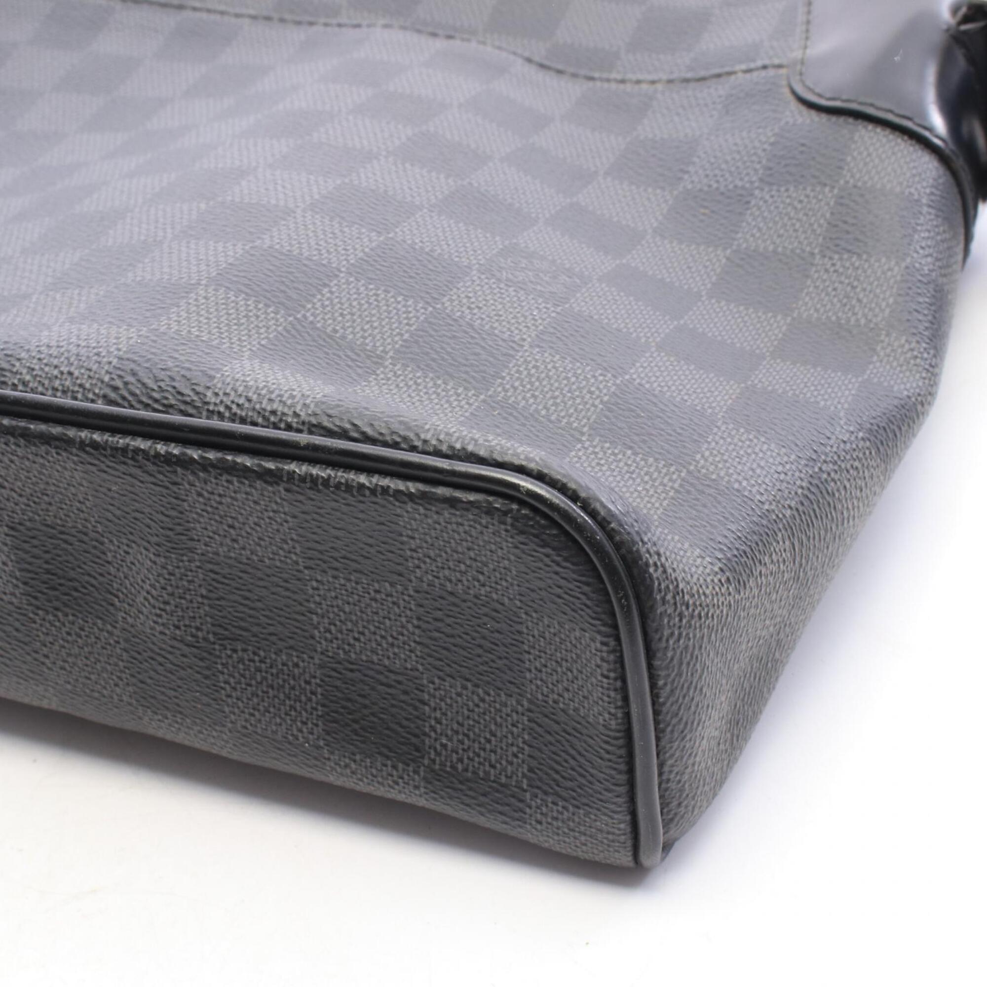 Louis Vuitton Black Coated Canvas Leather Handbag Shoulder Bag (Pre-Owned)