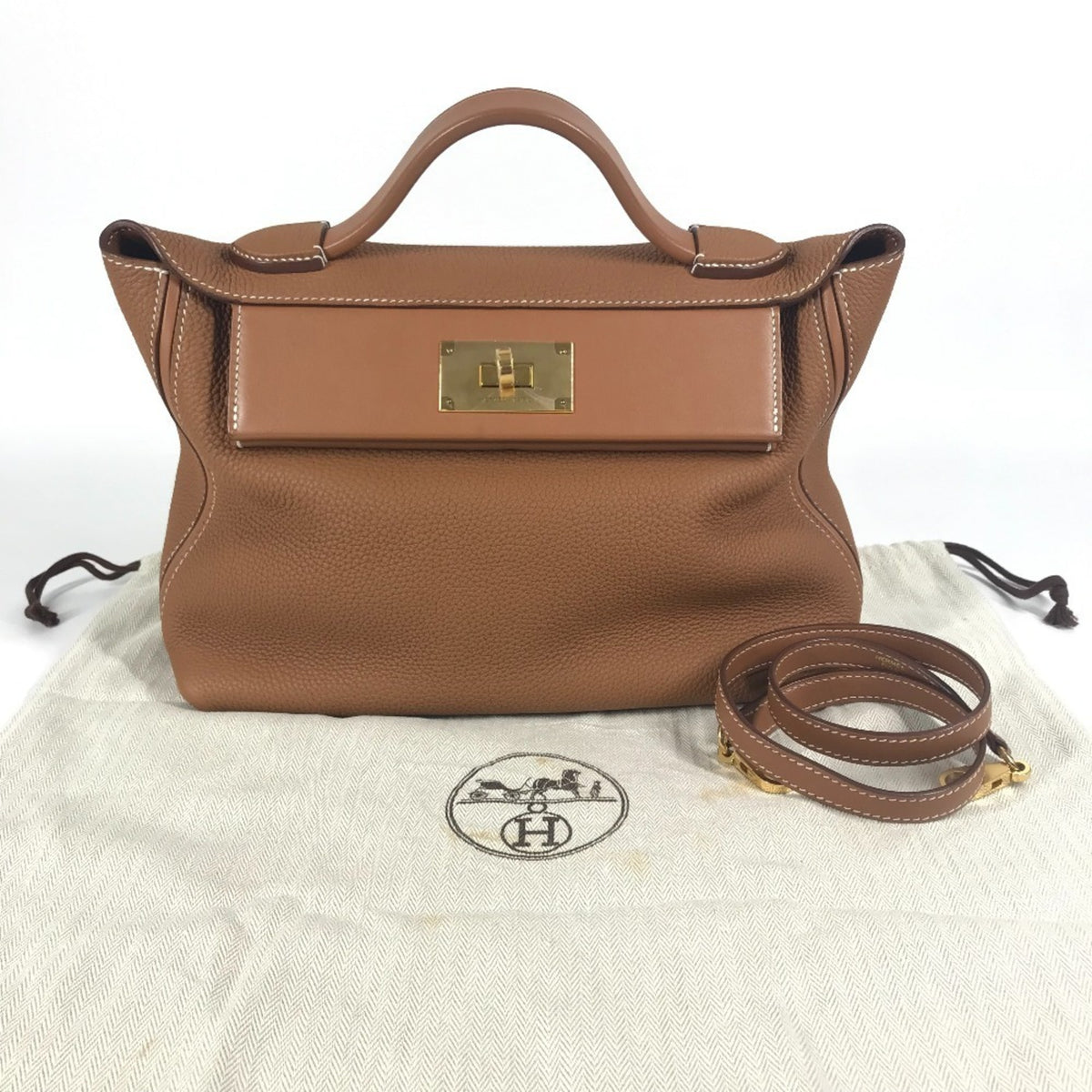 Hermes Gold Togo Leather Handbag Shoulder Bag (Pre-Owned)