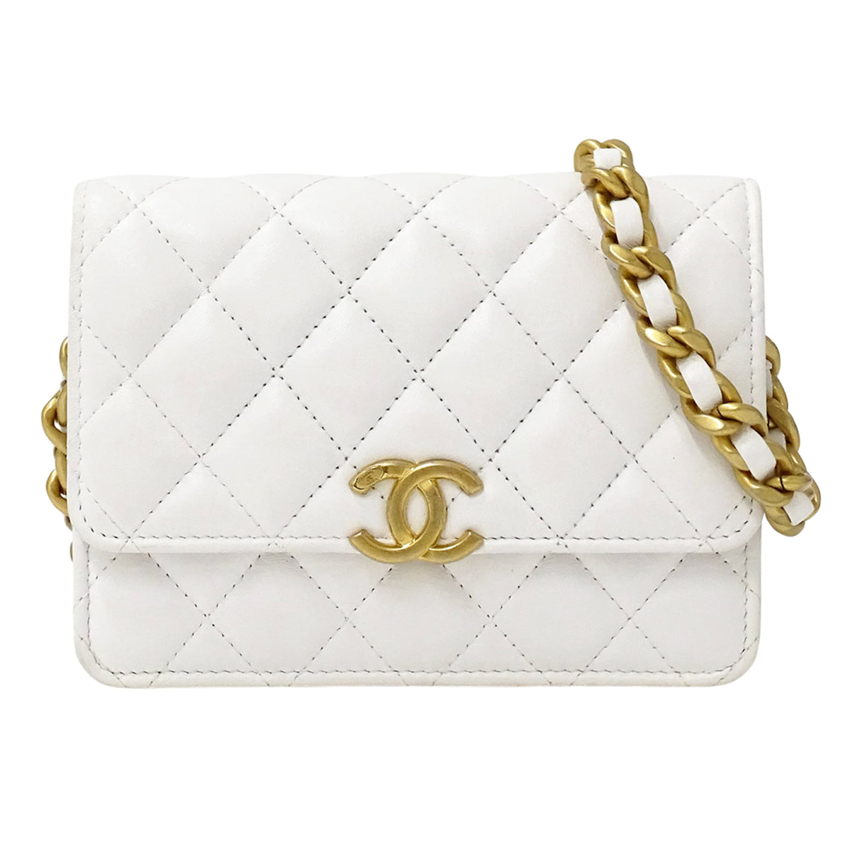 Chanel White Yellow Leather Handbag Shoulder Bag (Pre-Owned)