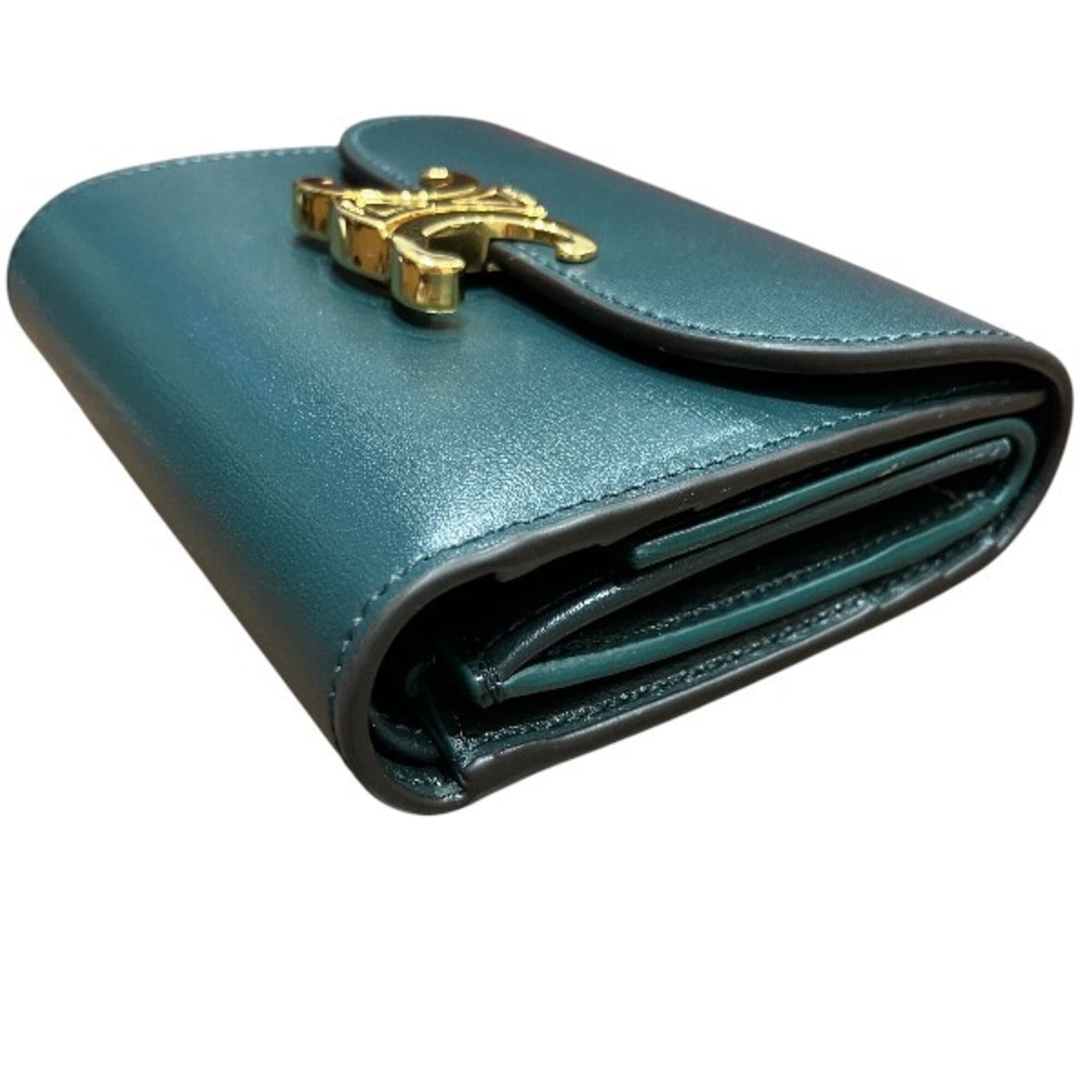 Celine Green Leather Wallet (Tri-Fold) (Pre-Owned)