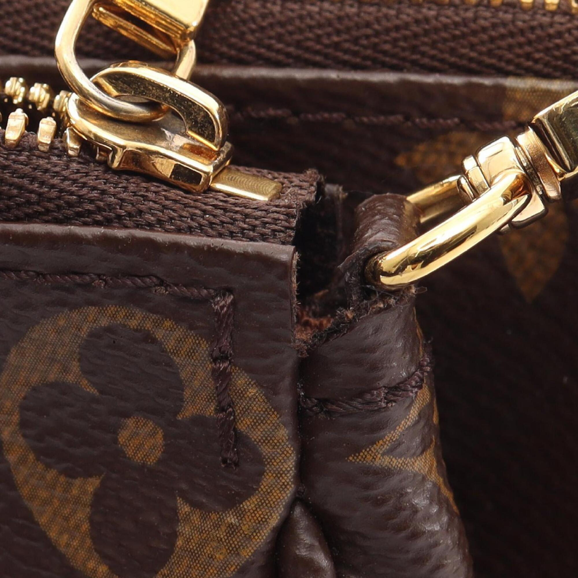 Louis Vuitton Monogram Brown Pink Coated Canvas Leather Pochette Shoulder Bag (Pre-Owned)