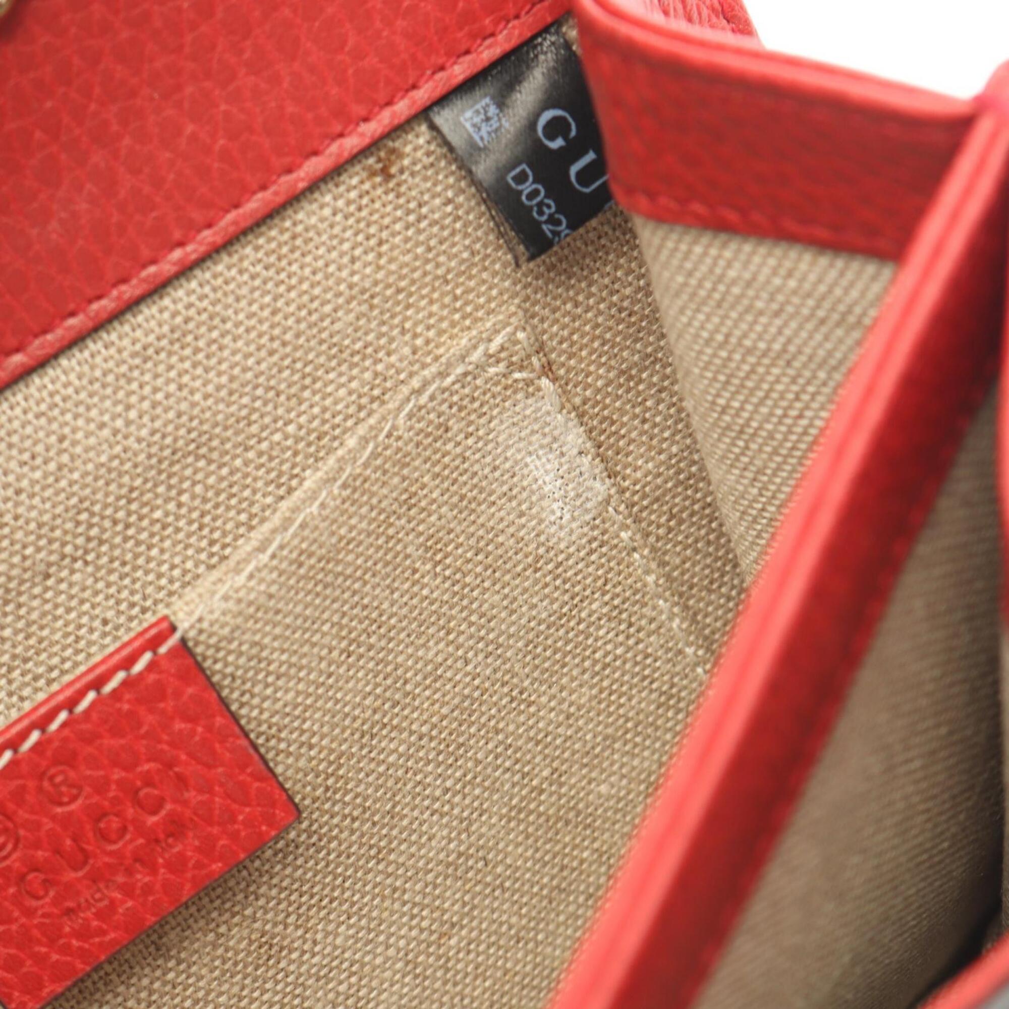 Gucci Red Color Leather Handbag Shoulder Bag (Pre-Owned)