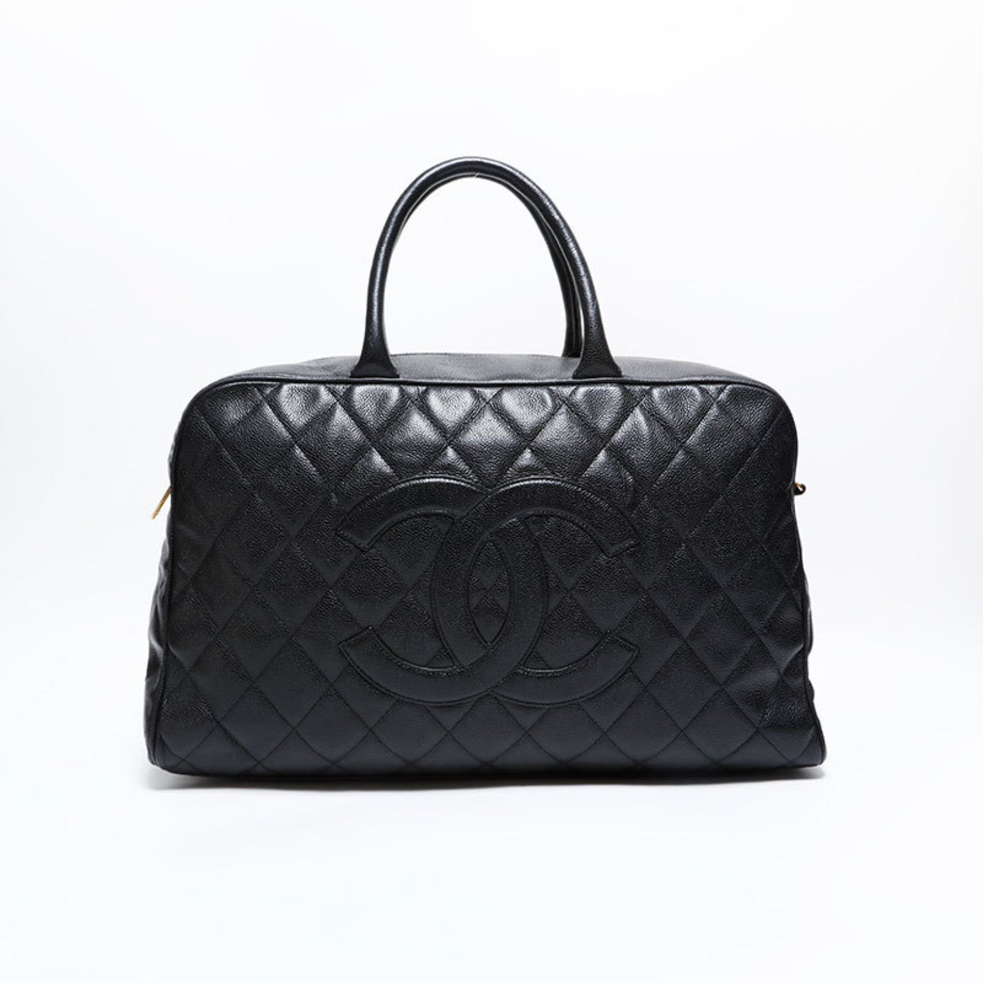 Chanel Matelasse Black Grained Calfskin Boston Bag (Pre-Owned)
