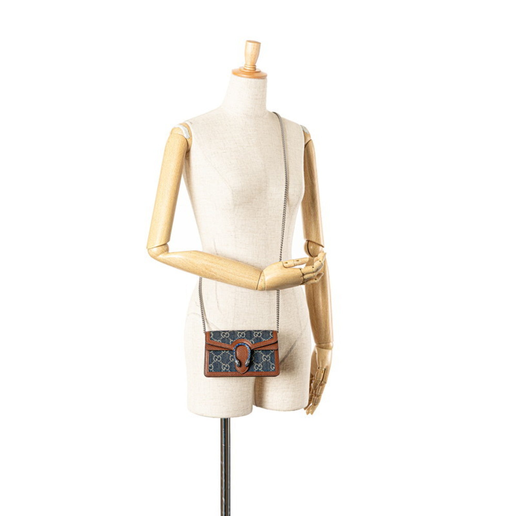 Gucci Brown Denim Leather Shoulder Bag (Pre-Owned)