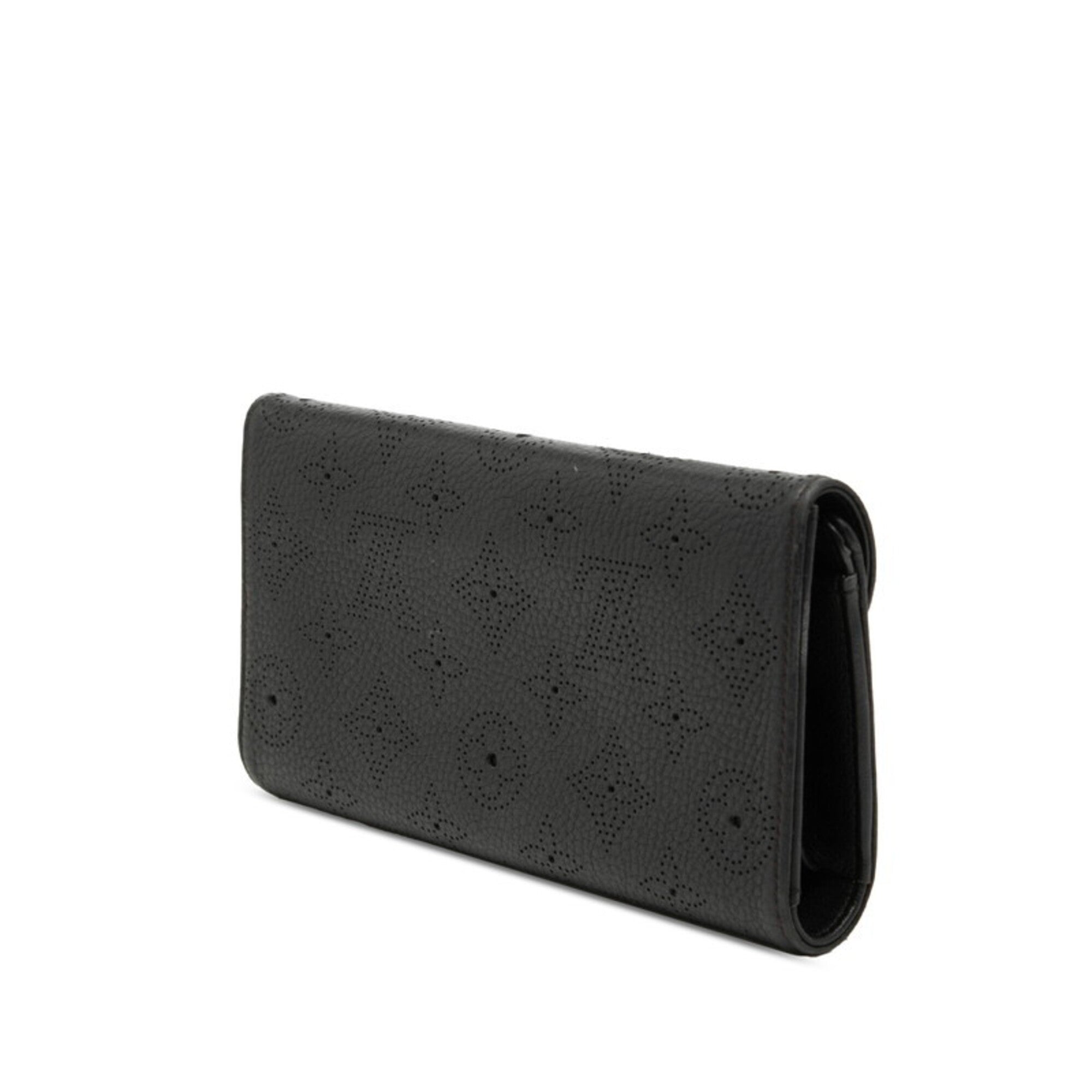 Louis Vuitton Mahina Black Leather Long Wallet (Bi-Fold) (Pre-Owned)