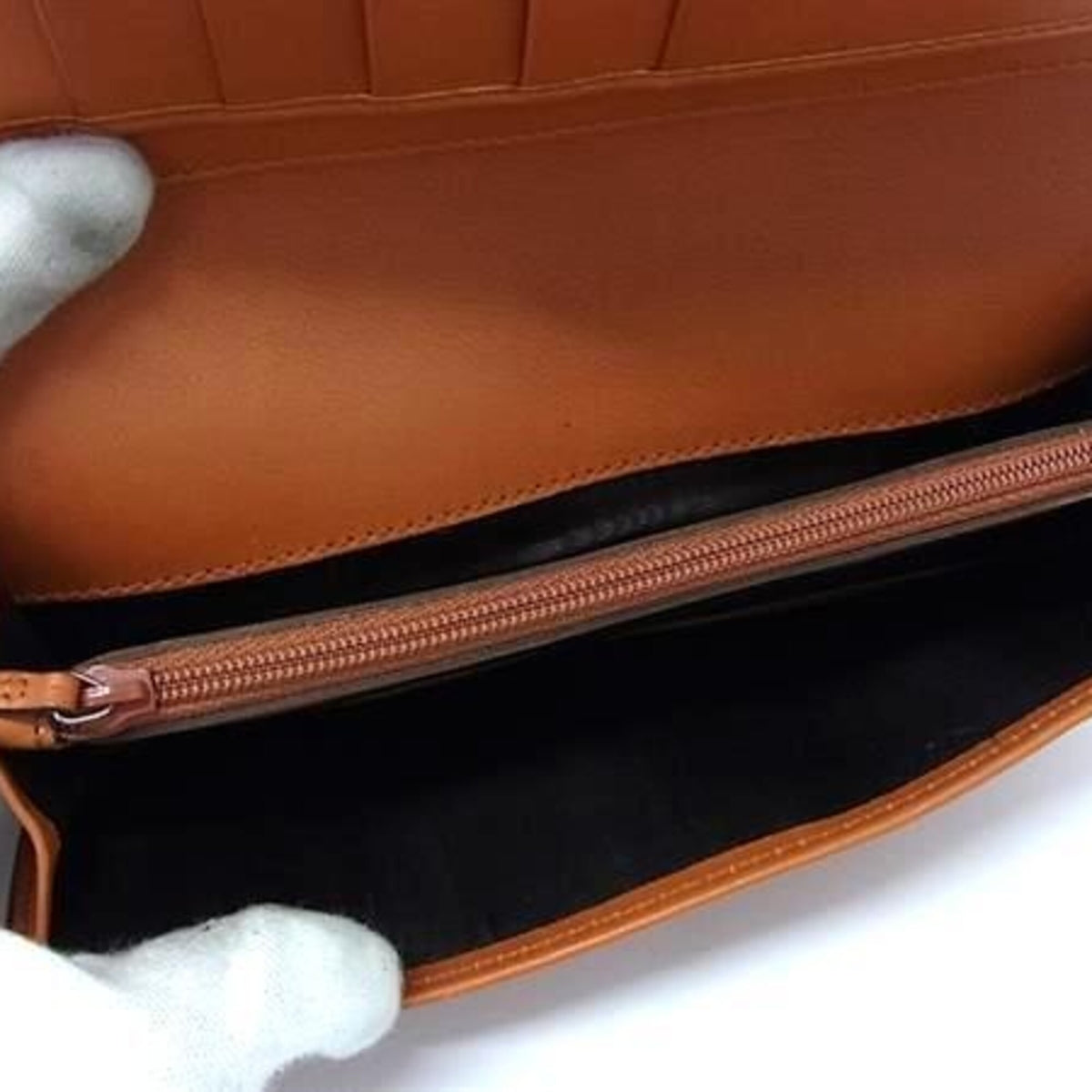 Gucci Brown Orange Leather Long Wallet (Bi-Fold) (Pre-Owned)