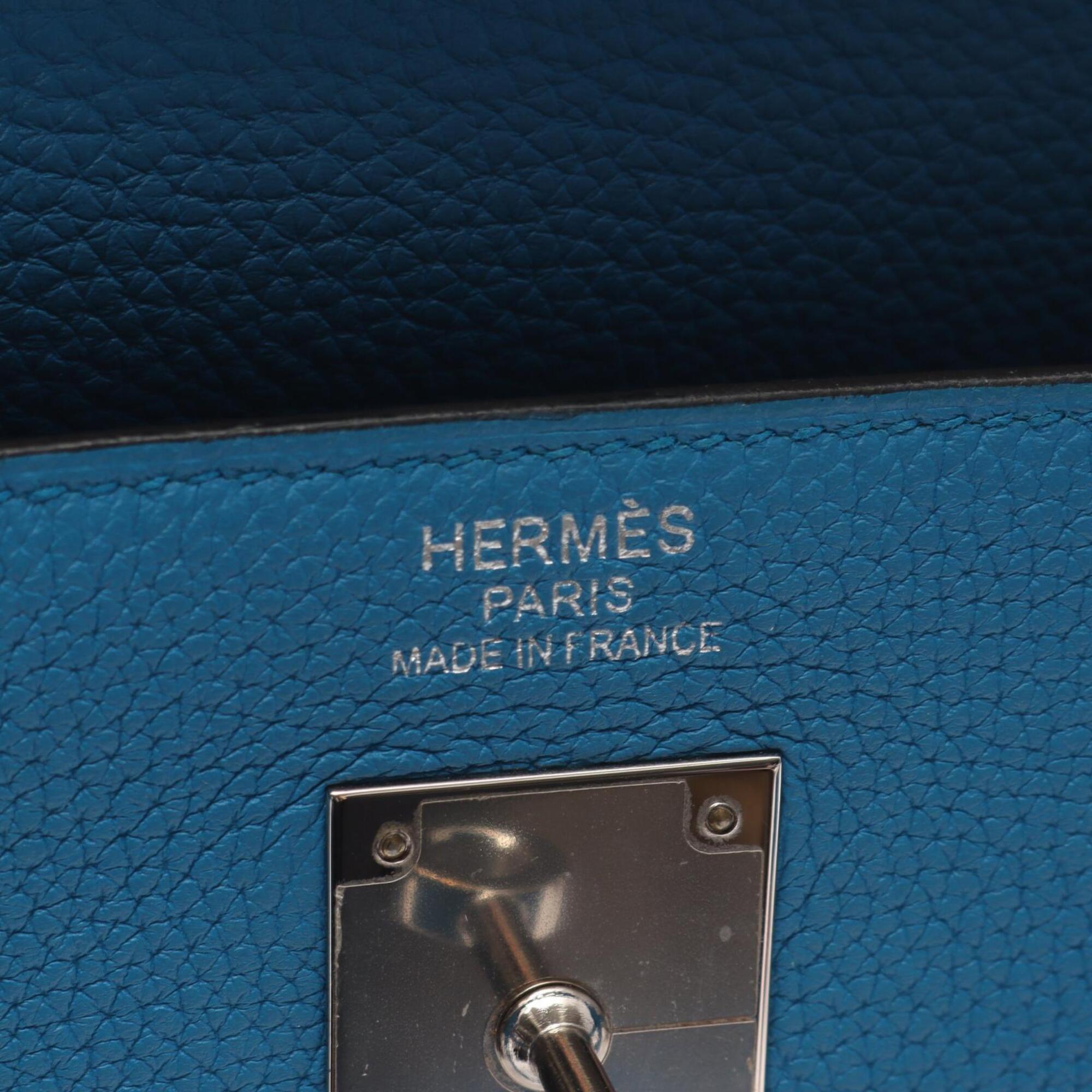 Hermes Blue Togo Leather Handbag (Pre-Owned)