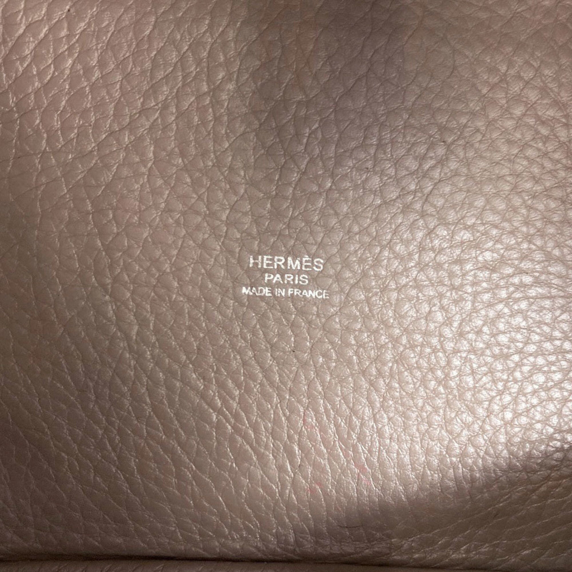 Hermes Gris Tourterelle Chevre Leather Handbag (Pre-Owned)