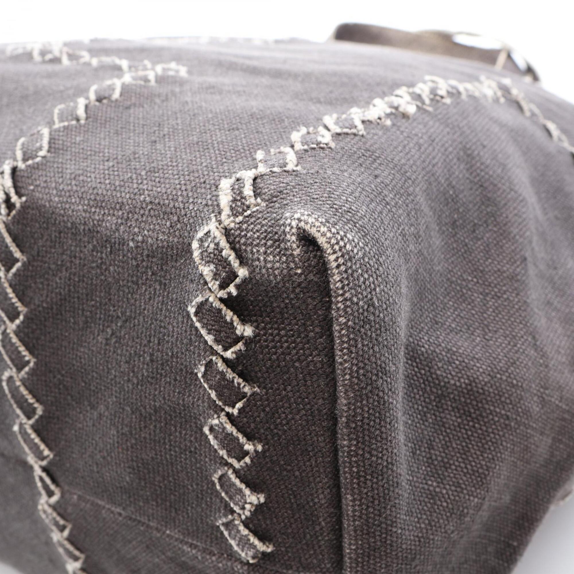 Bottega Veneta Gray Canvas Handbag Tote Bag (Pre-Owned)