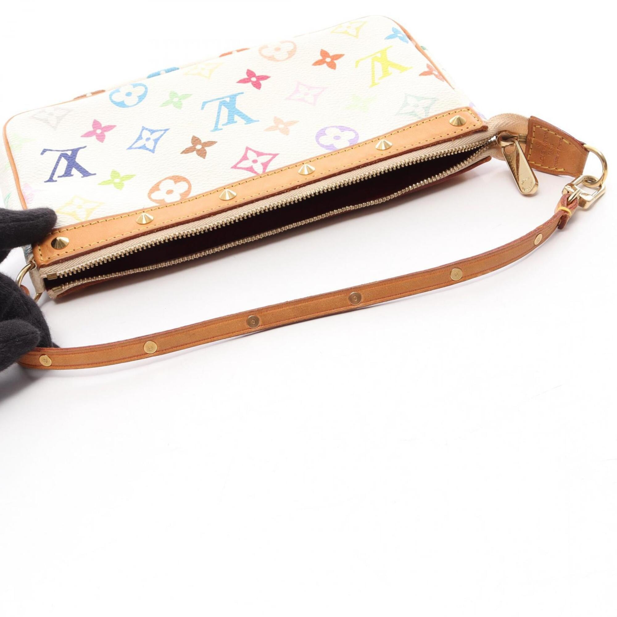 Louis Vuitton Blanc White Coated Canvas Monogram Multicolore Leather Handbag (Pre-Owned)