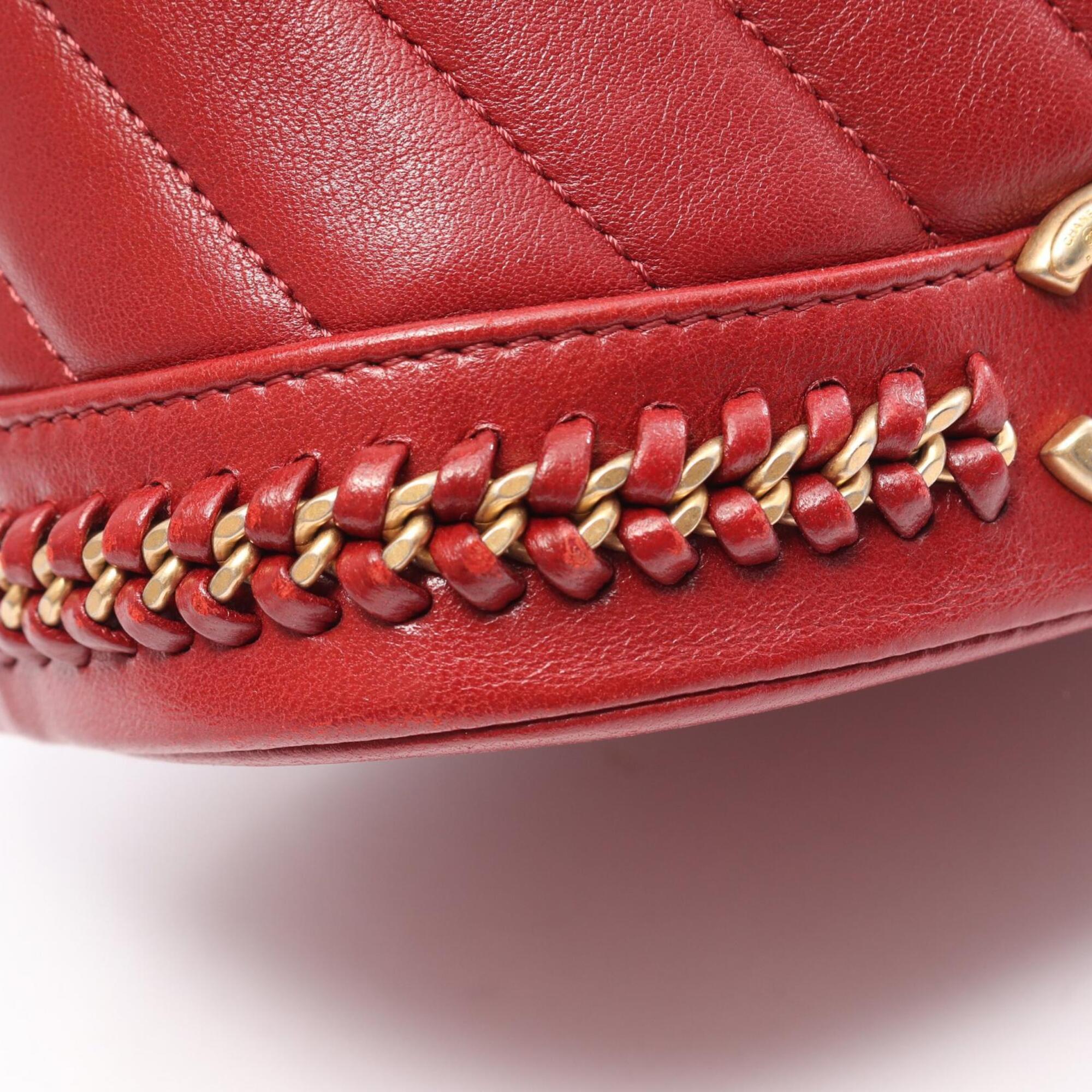 Chanel Red Color Leather Handbag Shoulder Bag (Pre-Owned)
