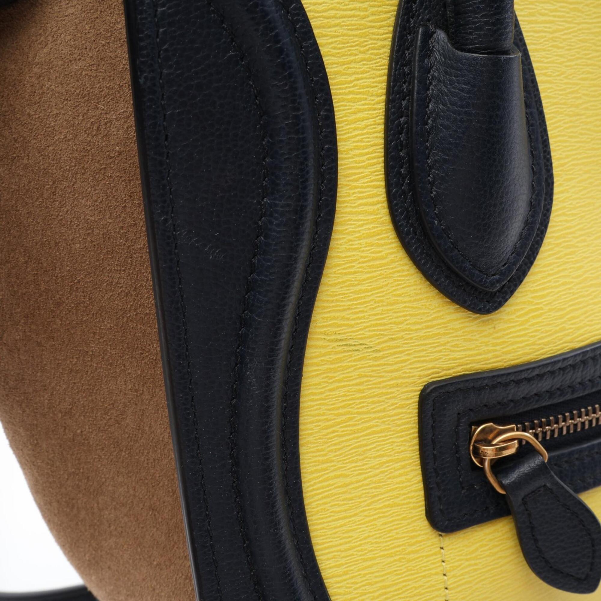 Celine Gray Navy Yellow Leather Handbag (Pre-Owned)