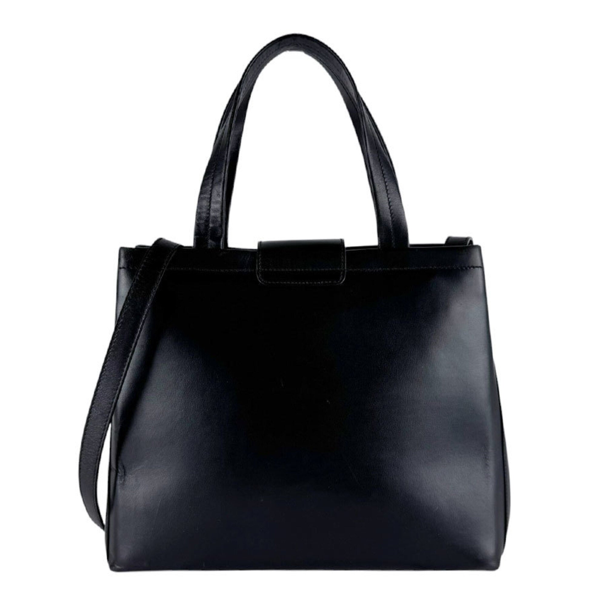 Salvatore Ferragamo Black Leather Handbag Shoulder Bag (Pre-Owned)