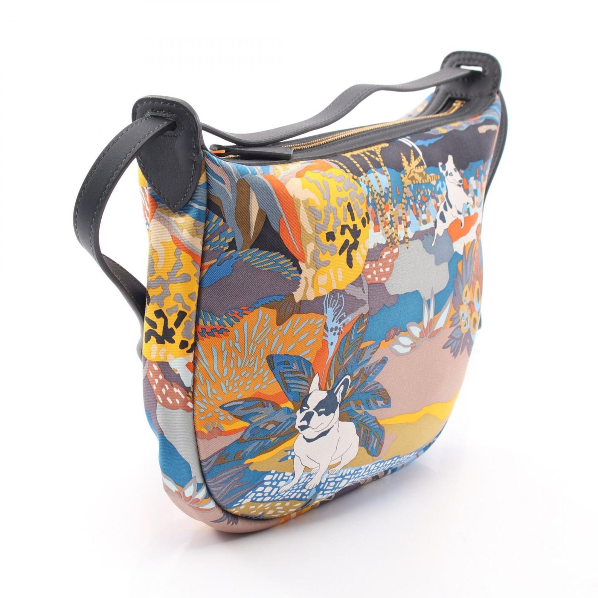 Hermes Multi-Color Navy Silk Swift Leather Handbag Shoulder Bag (Pre-Owned)