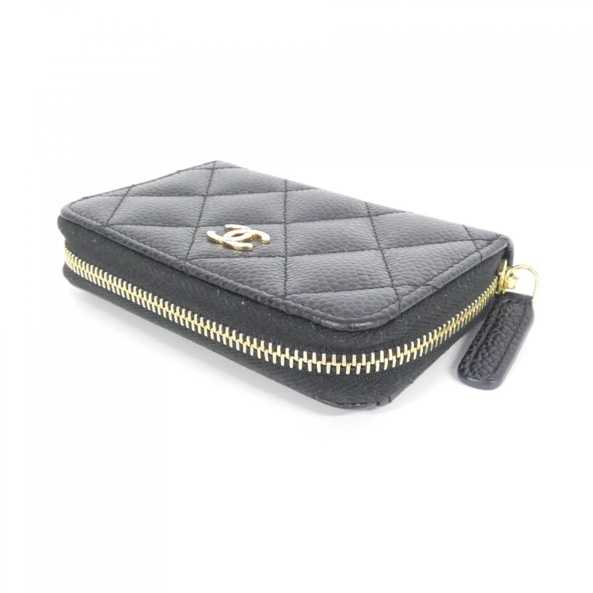Chanel Black Grained Calfskin Coin Purse/Coin Case (Pre-Owned)