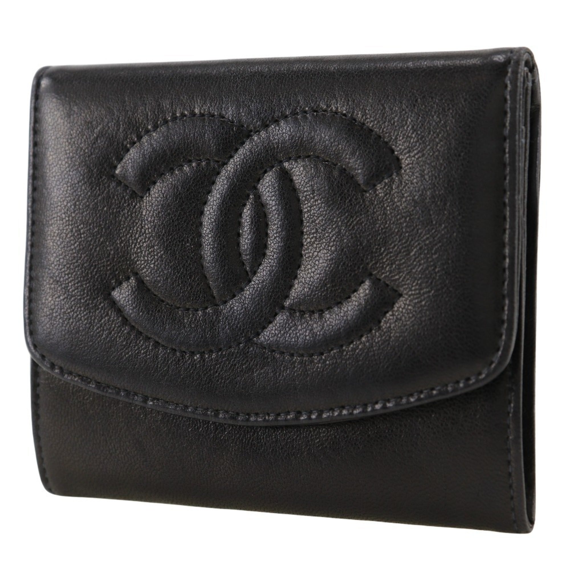 Chanel Black Leather Coin Purse/Coin Case (Pre-Owned)