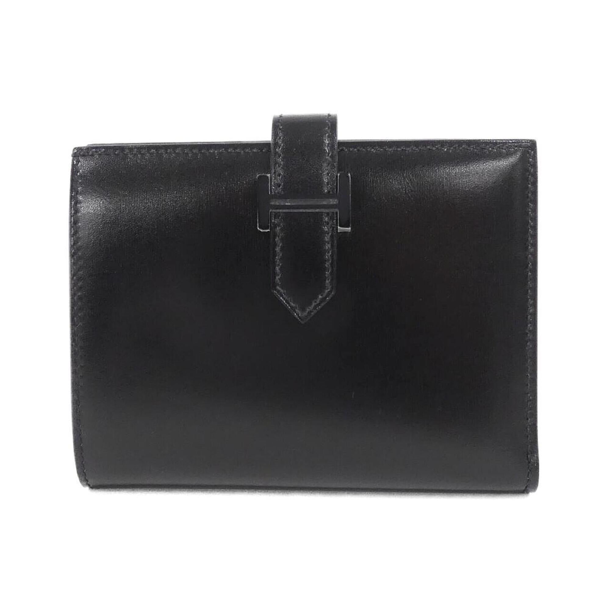 Hermes Black Box Calf Leather Wallet (Bi-Fold) (Pre-Owned)