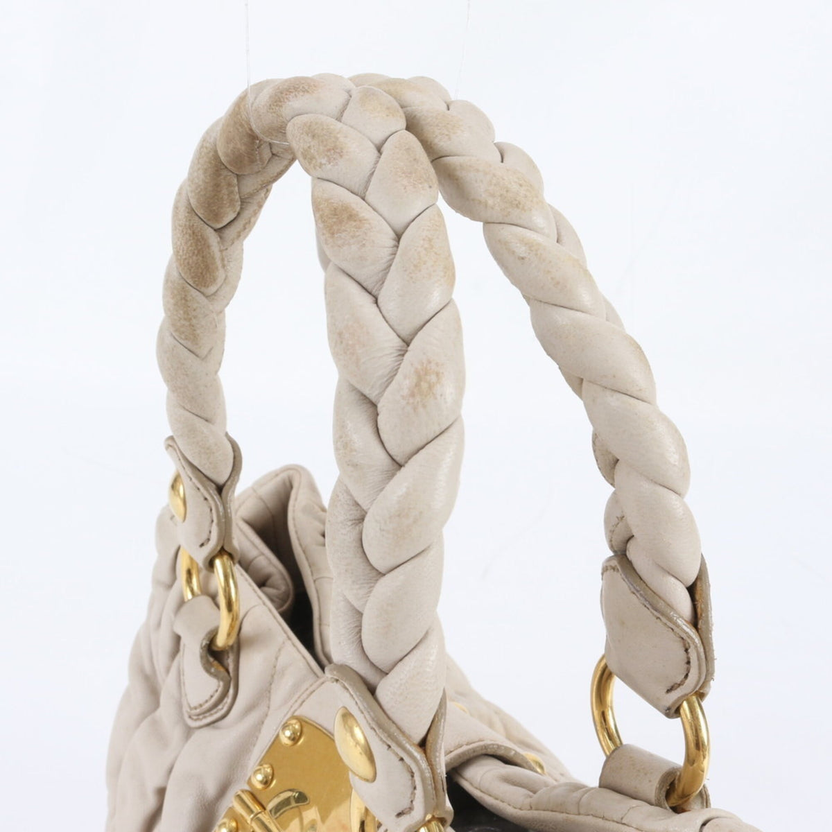Miu Miu Beige Leather Handbag Tote Bag (Pre-Owned)