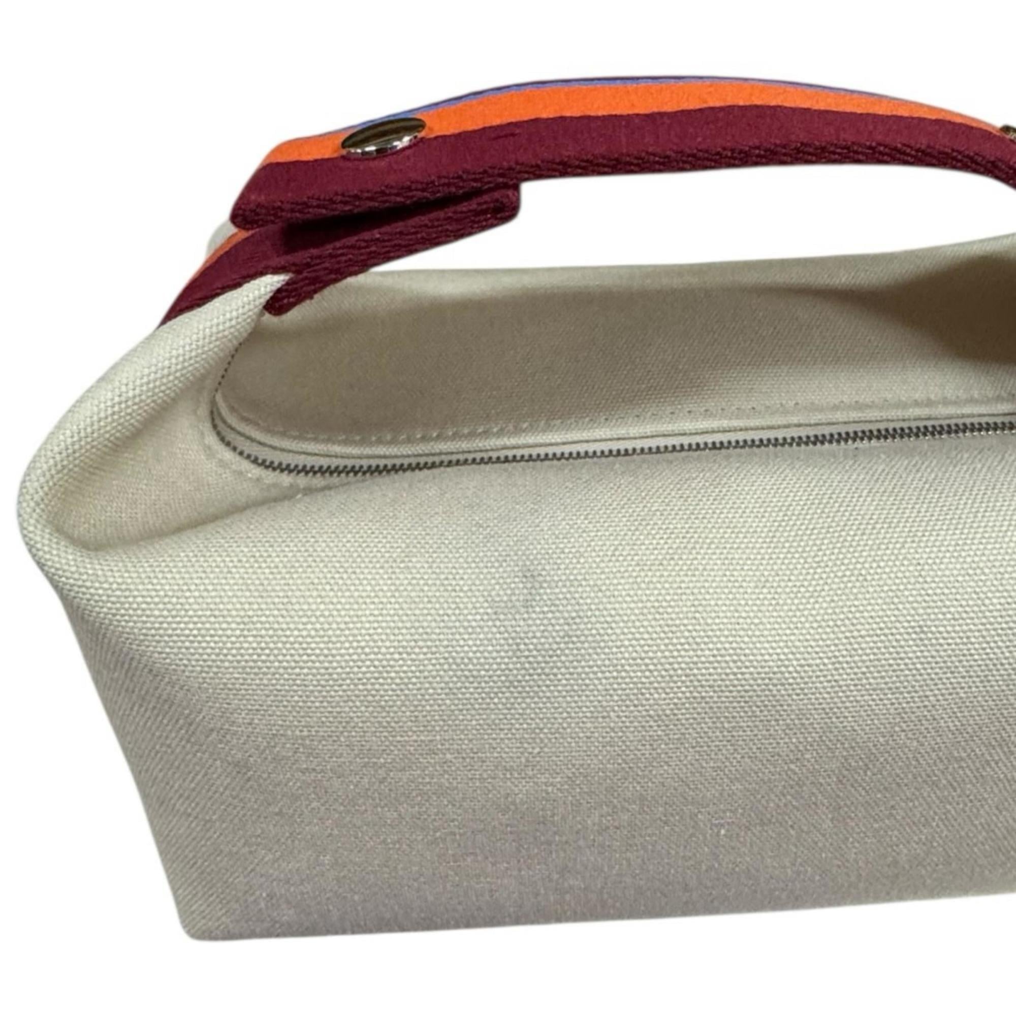 Hermes Blue Brown Multi-Color Natural Orange White Cotton Handbag (Pre-Owned)