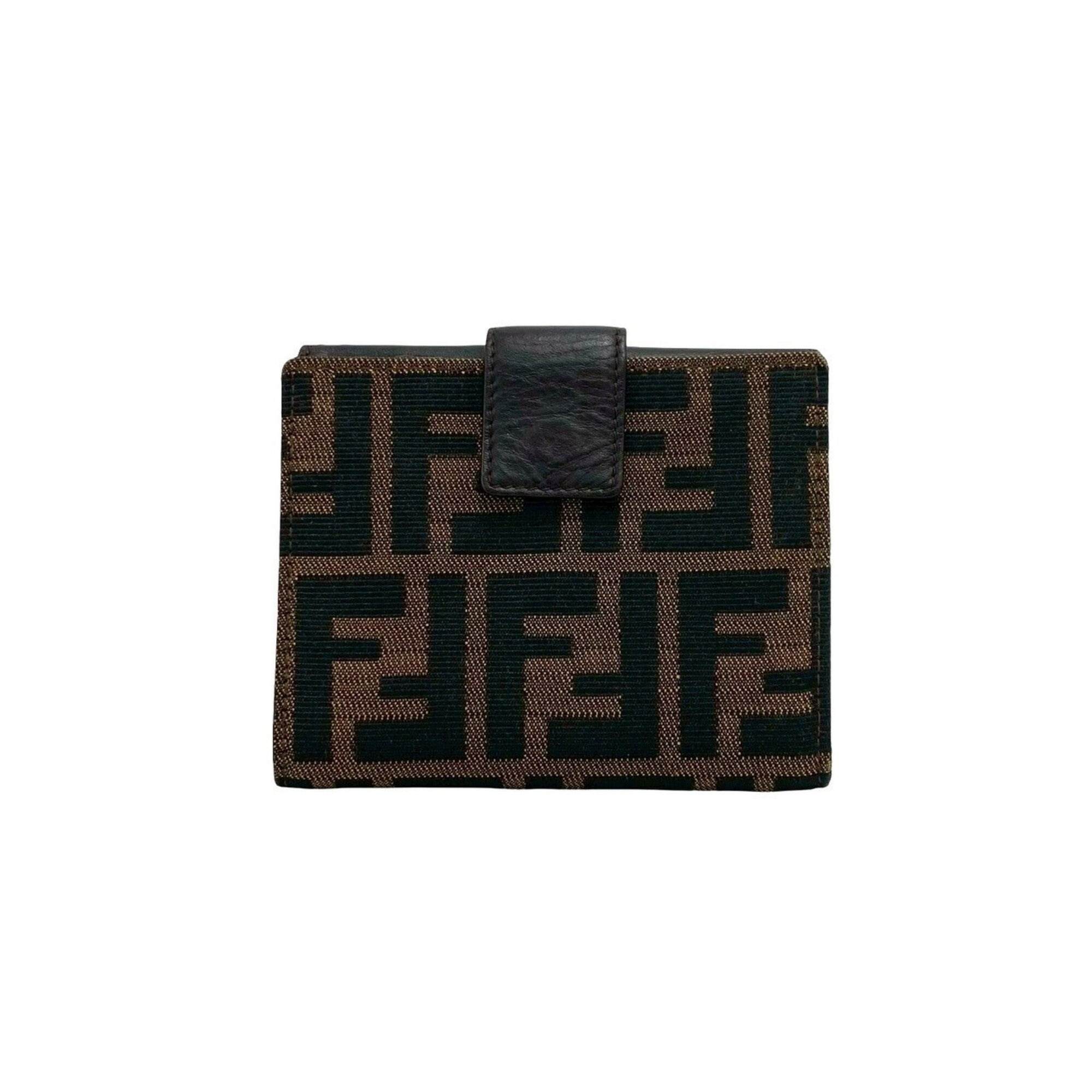 Fendi Black Brown Canvas Leather Wallet (Bi-Fold) (Pre-Owned)