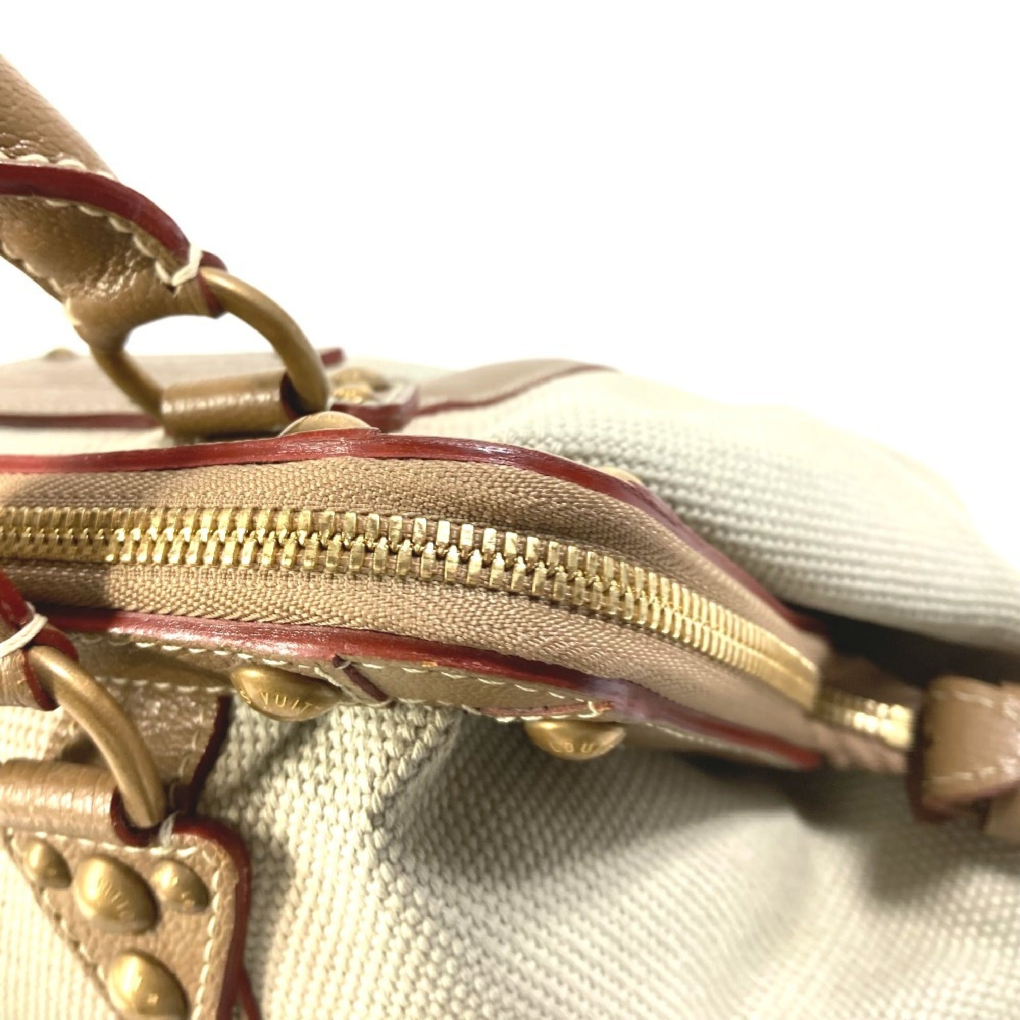 Louis Vuitton Beige Canvas Leather Handbag Shoulder Bag (Pre-Owned)