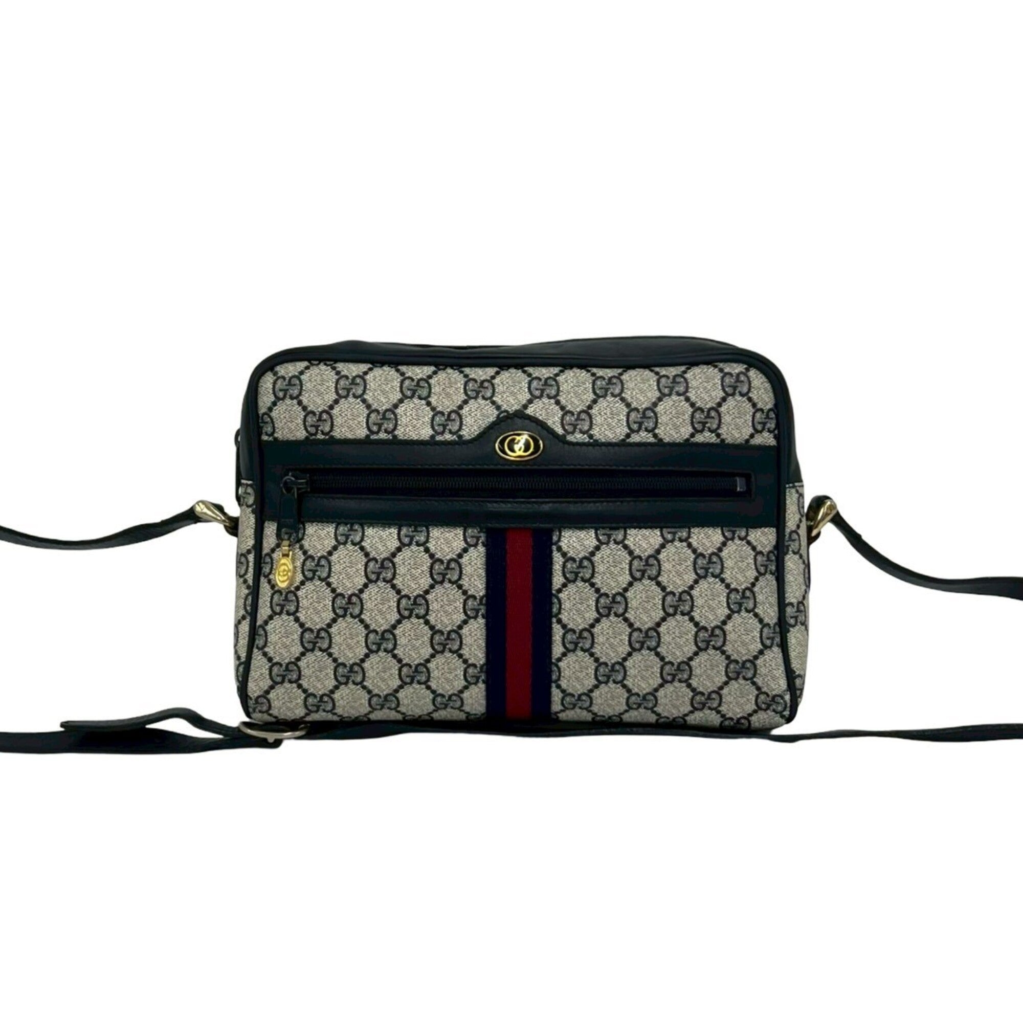 Gucci Navy Red Color Pvc Leather Pochette Shoulder Bag (Pre-Owned)