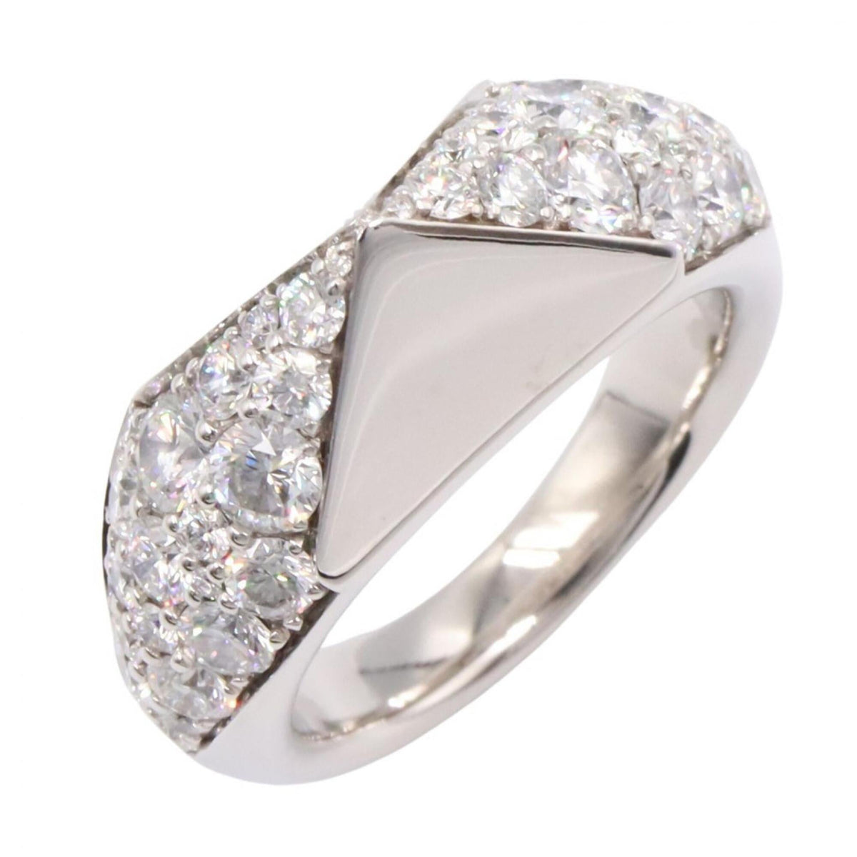 Prada Silver Clear White Gold (18K) Band Ring (Pre-Owned)