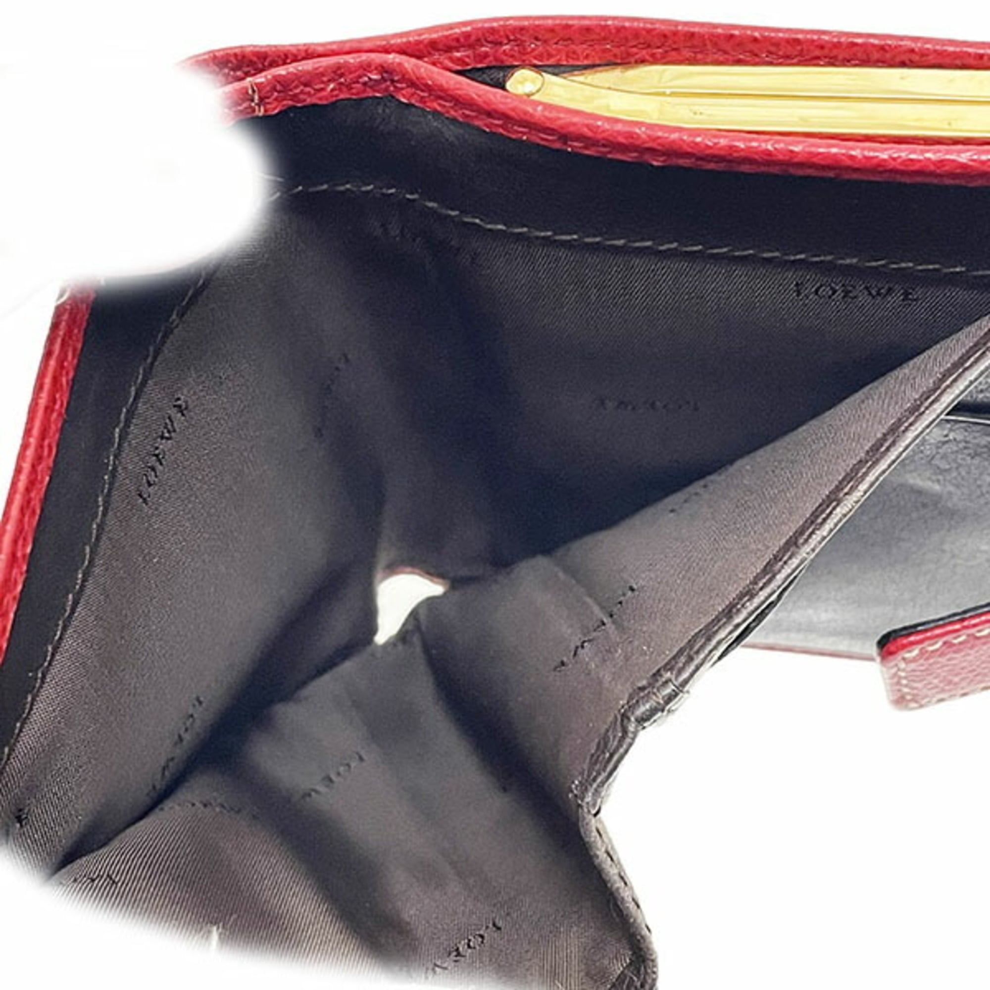 Loewe Dark Brown Red Color Leather Wallet (Bi-Fold) (Pre-Owned)