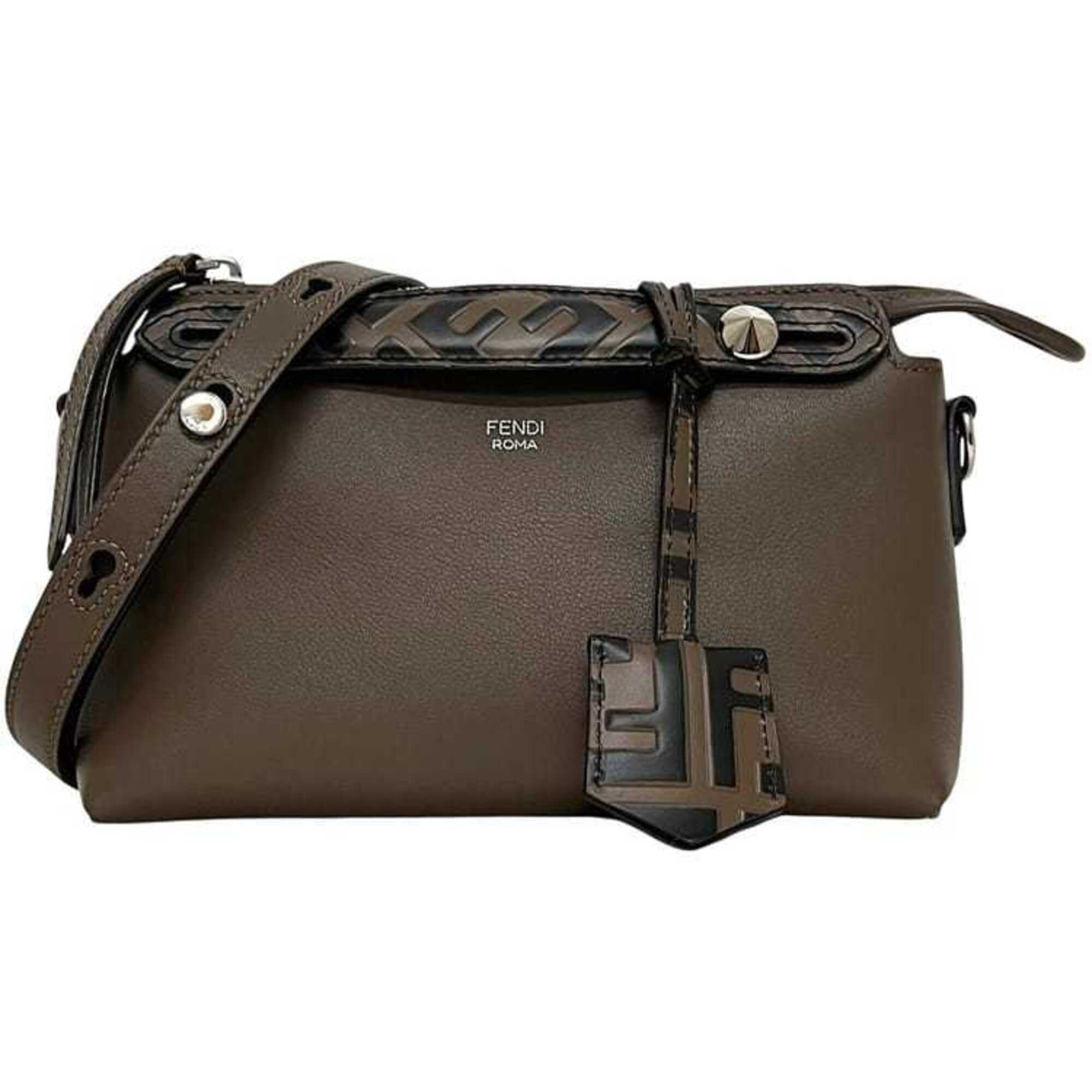 Fendi Beige Brown Leather Shoulder Bag (Pre-Owned)
